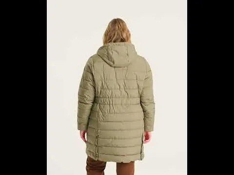 Stoy Abbess Womens Long Puffer Winter Coat Light Olive size 26-28