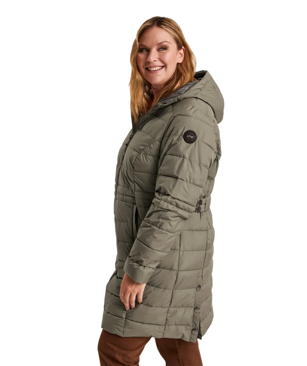 Stoy Abbess Womens Long Puffer Winter Coat Light Olive size 26-28