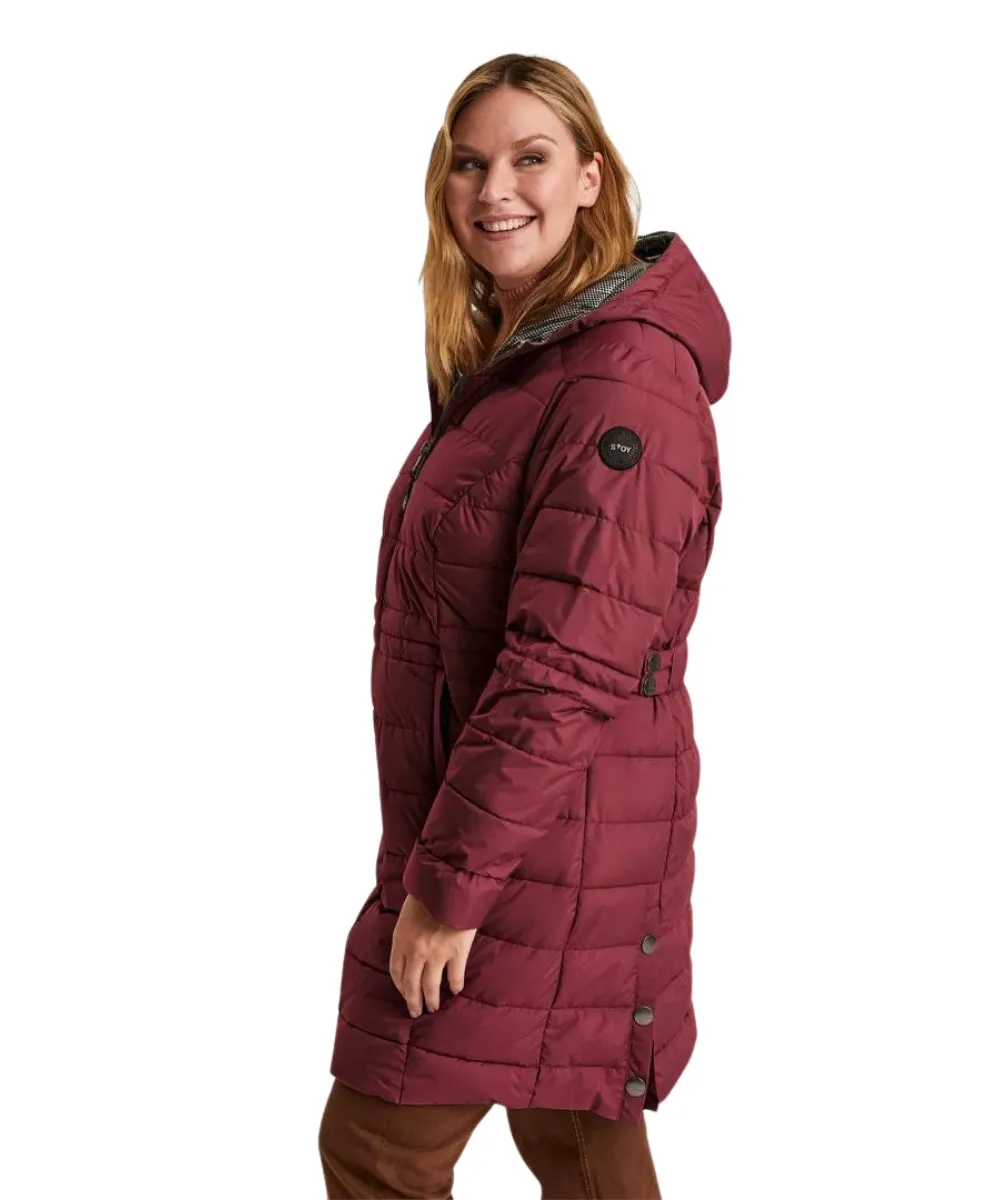 STOY Abbess Women’s Long Winter Puffer Coat Burgundy sizes 20-26