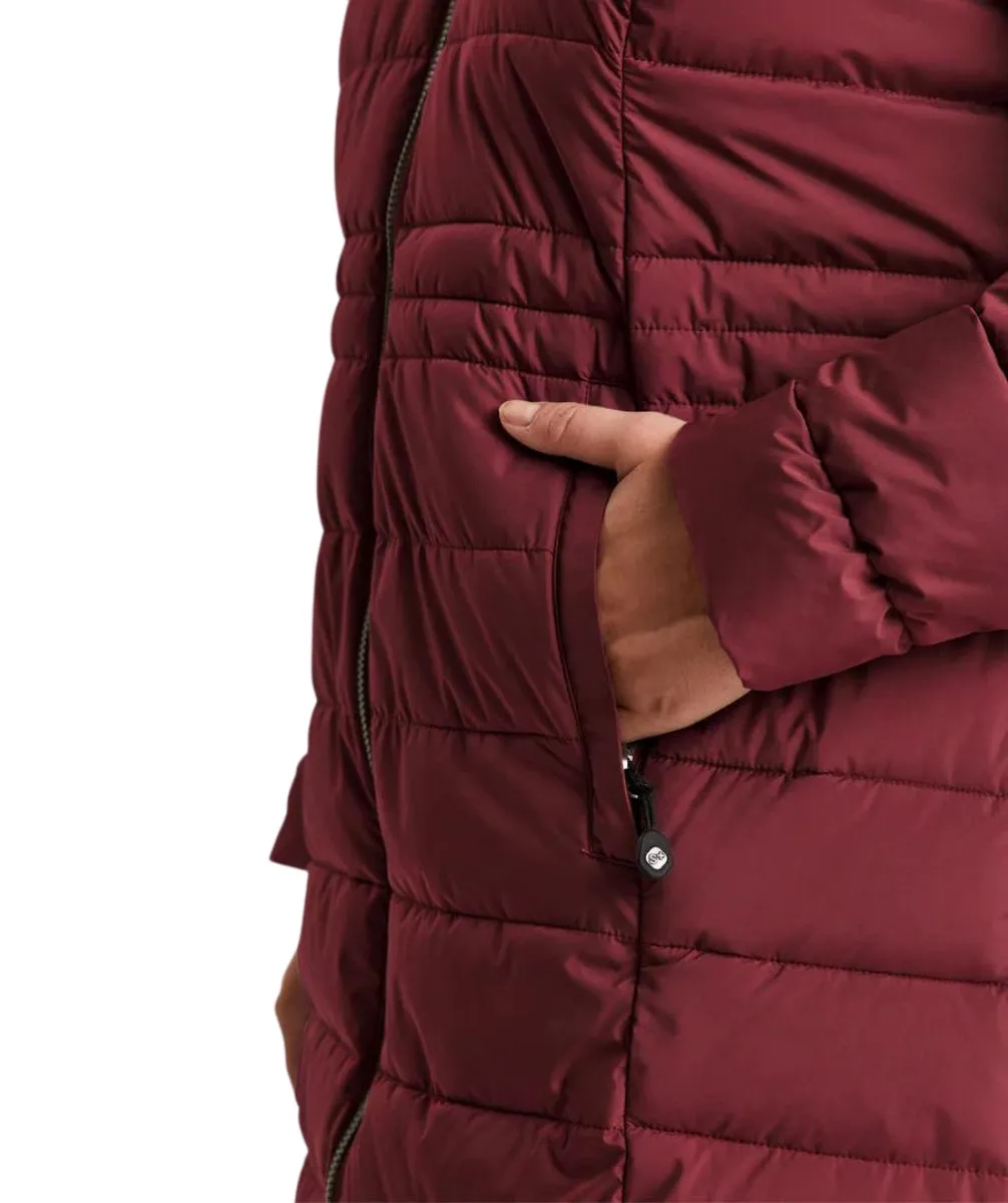 STOY Abbess Women’s Long Winter Puffer Coat Burgundy sizes 20-26