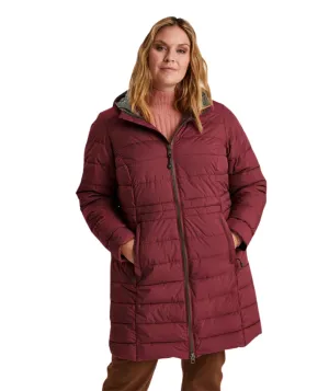 STOY Abbess Women’s Long Winter Puffer Coat Burgundy sizes 20-26