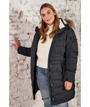 Stoy Brigitta Long Womens Plus Size Puffer Winter Coat Black sizes 20-26