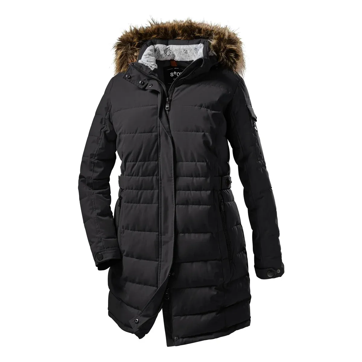 Stoy Brigitta Long Womens Plus Size Puffer Winter Coat Black sizes 20-26