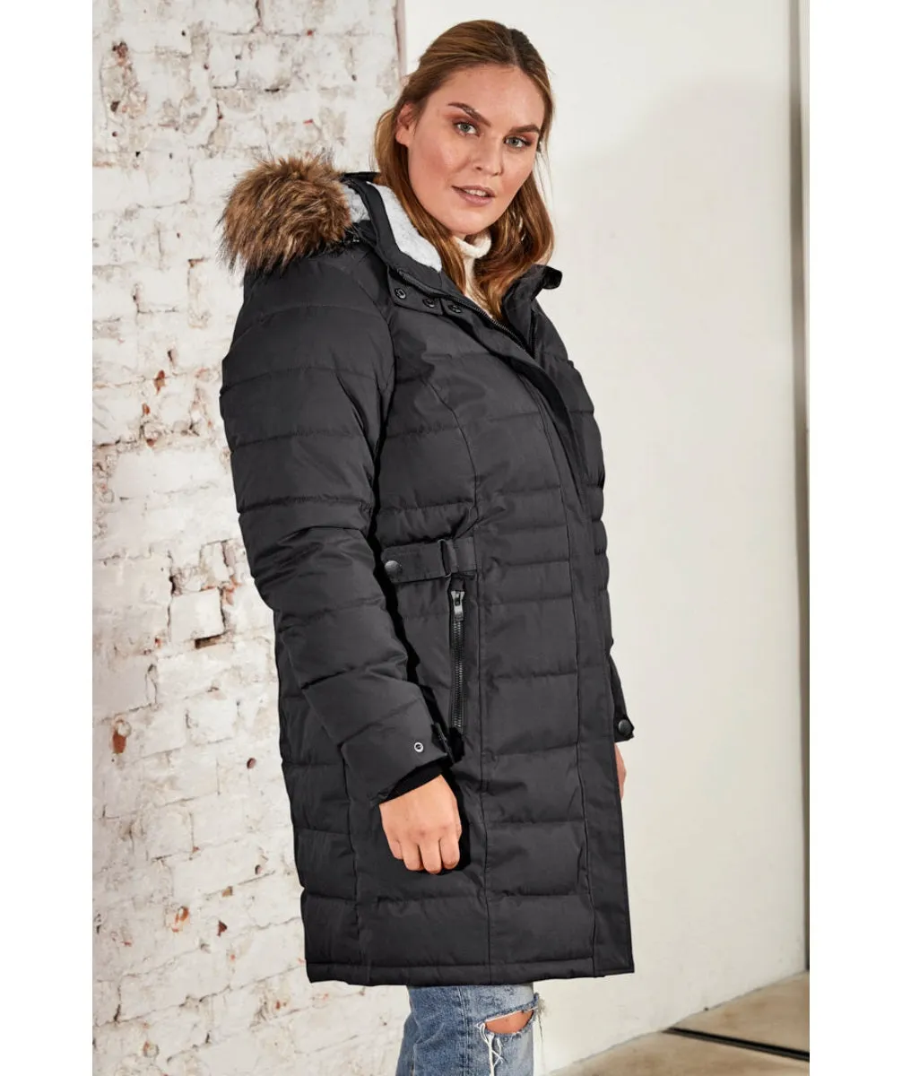 Stoy Brigitta Long Womens Plus Size Puffer Winter Coat Black sizes 20-26