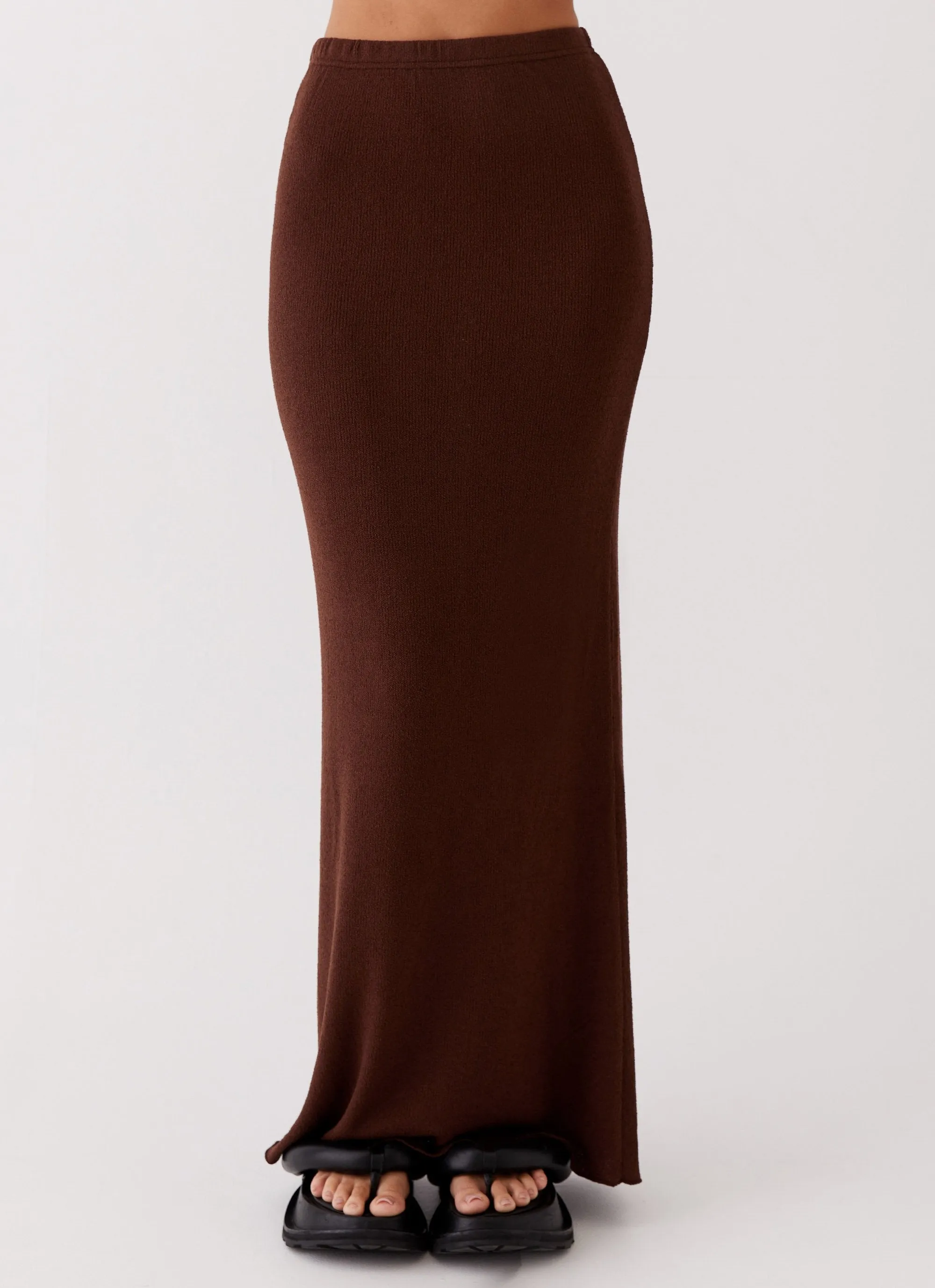 Delicate Lady Knit Maxi Skirt - Chocolate Tear Resistant Material