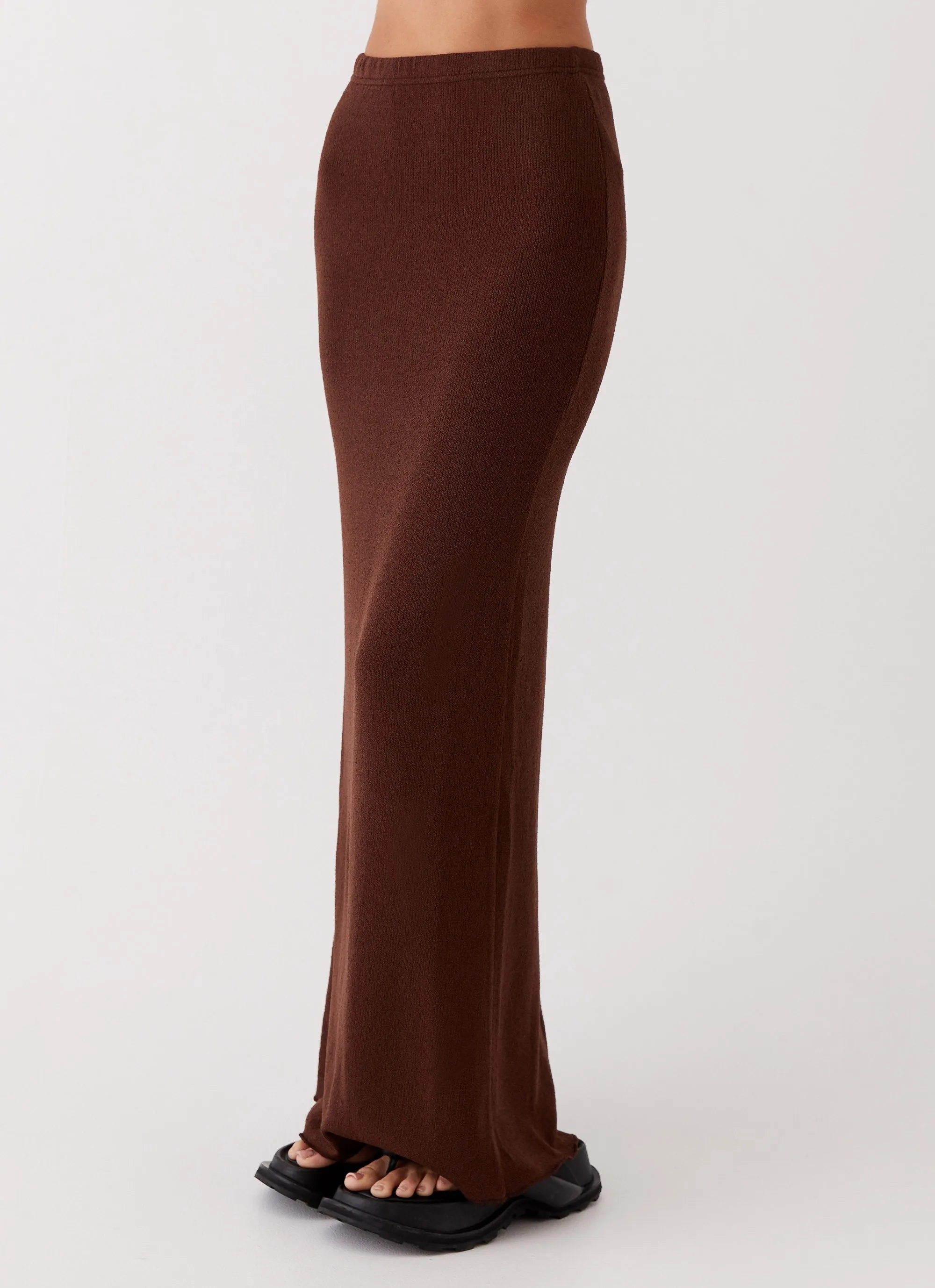 Delicate Lady Knit Maxi Skirt - Chocolate Romantic Vibe