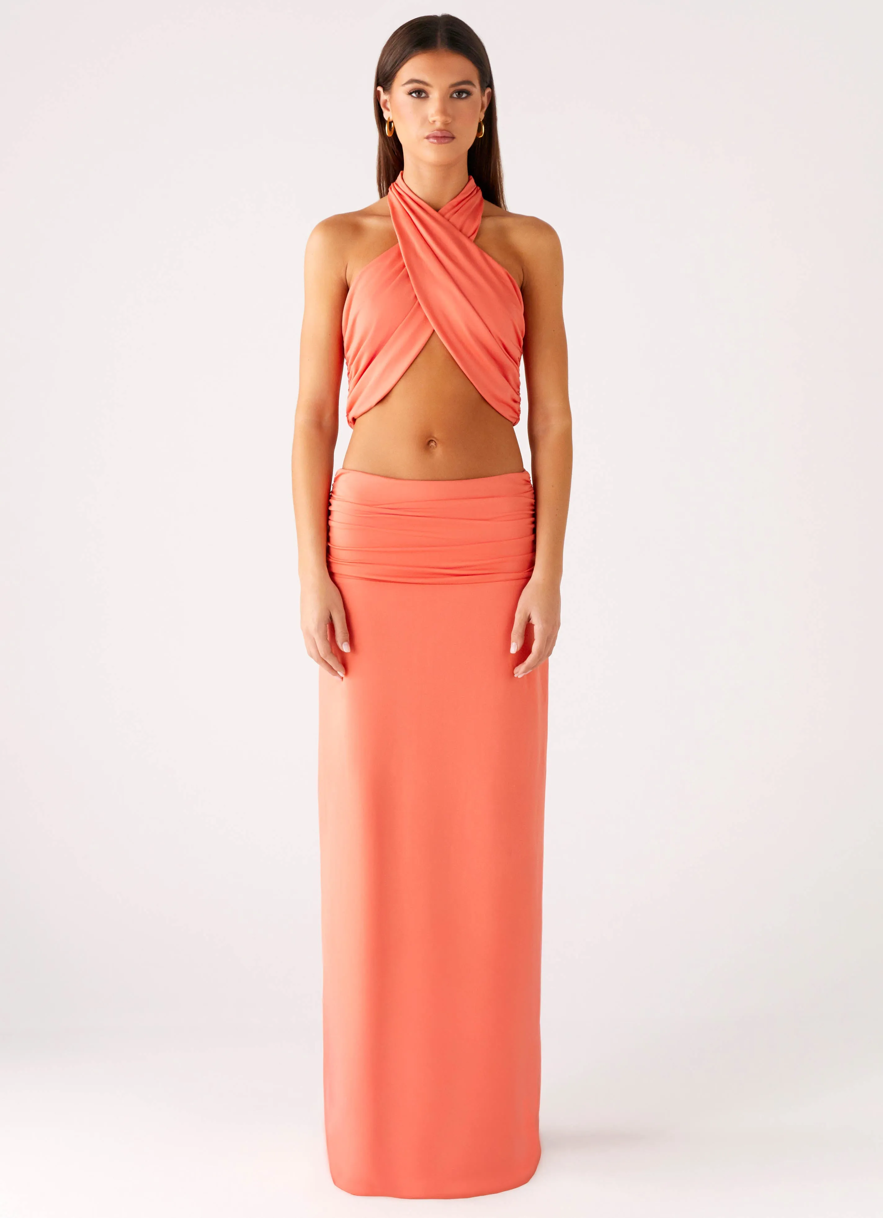 Light Comfort Style Layering Elisabetta Maxi Skirt - Coral