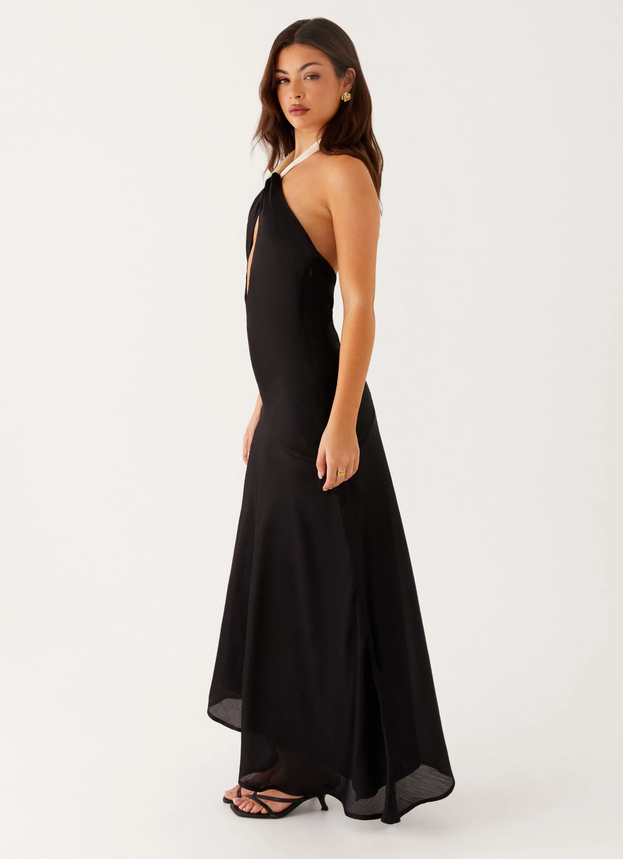 Night Owl Maxi Dress - Black Soft Stretch Collar