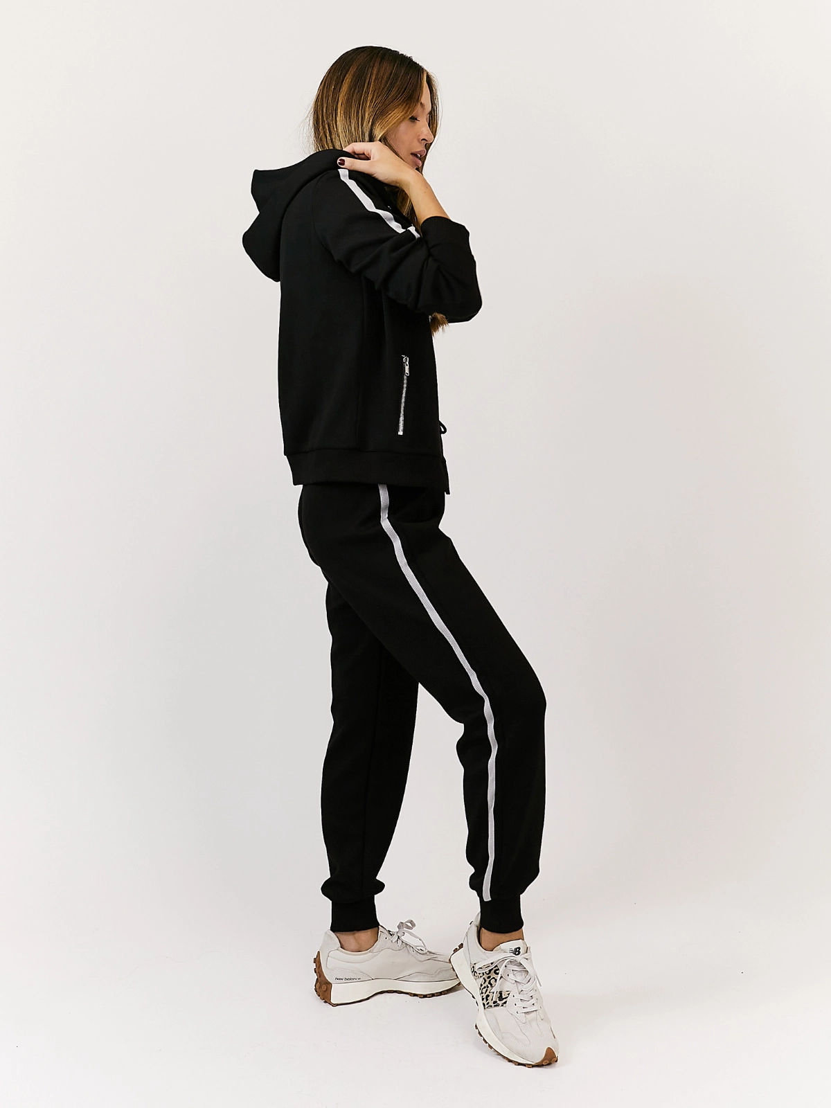 Odor Resistant Remi Black Stripe Zipped Hoodie