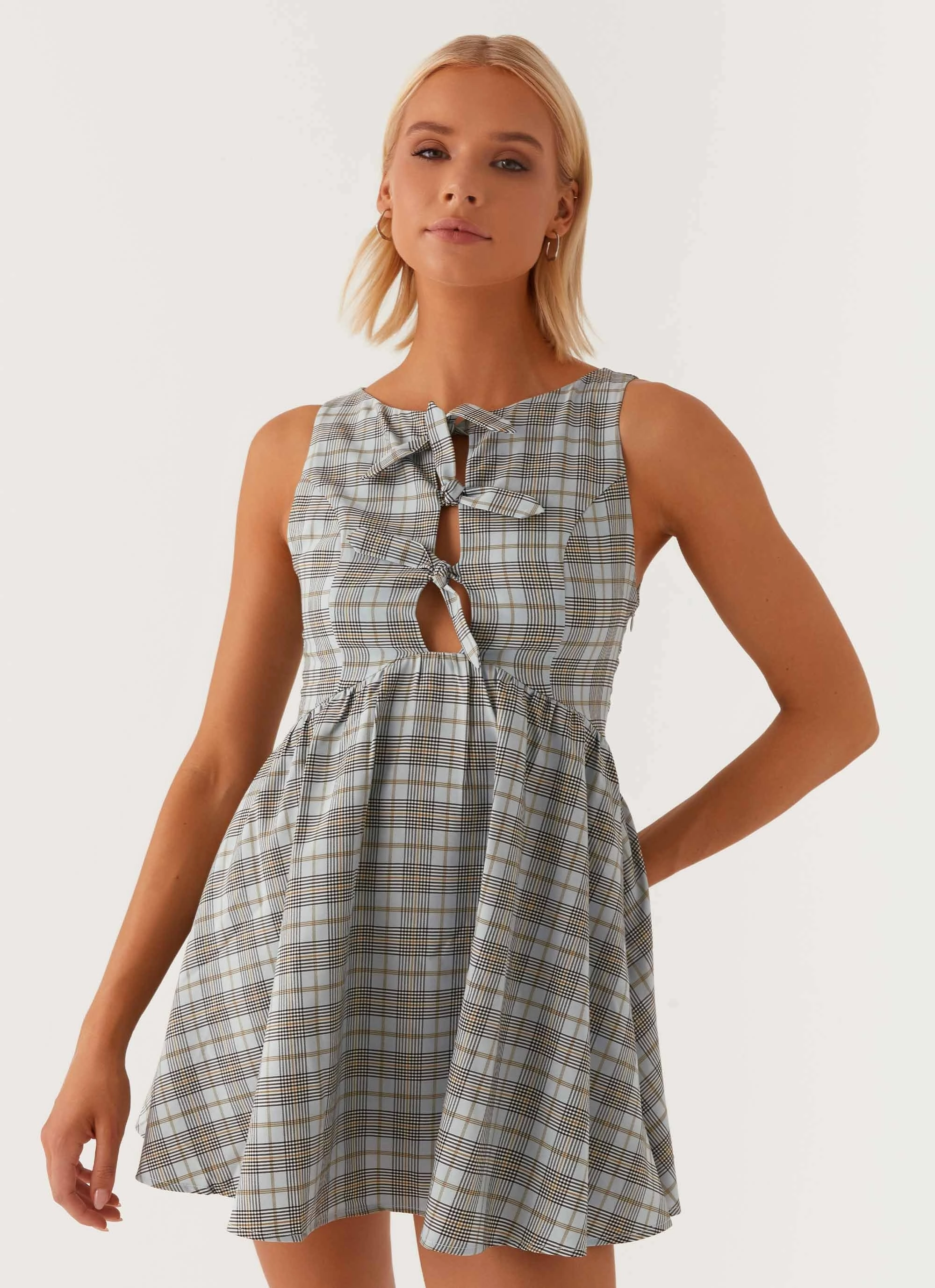 Steffie Mini Dress - Check Peace Glow