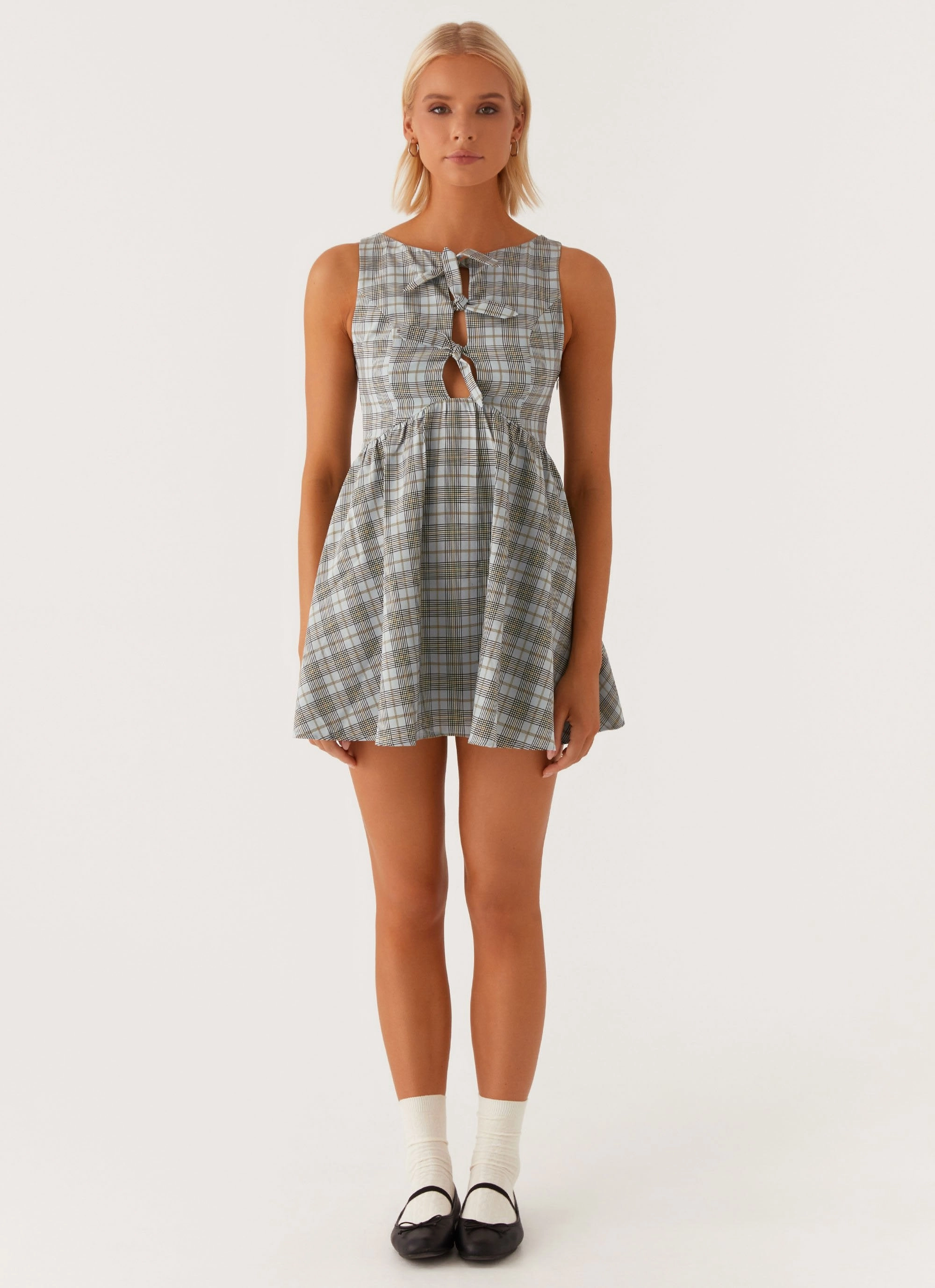 Shine Dressy Steffie Mini Dress - Check