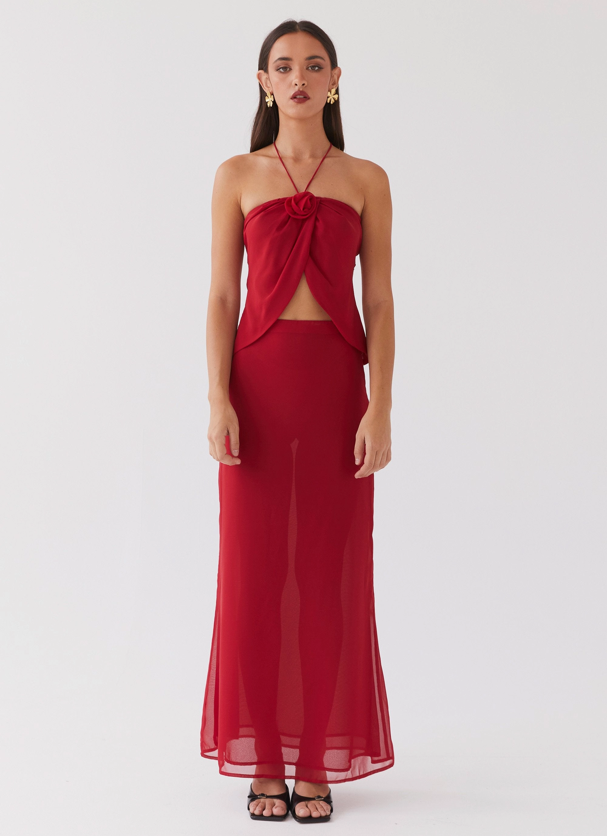 Nightfall Maxi Skirt - Rouge Red Autumn Layers