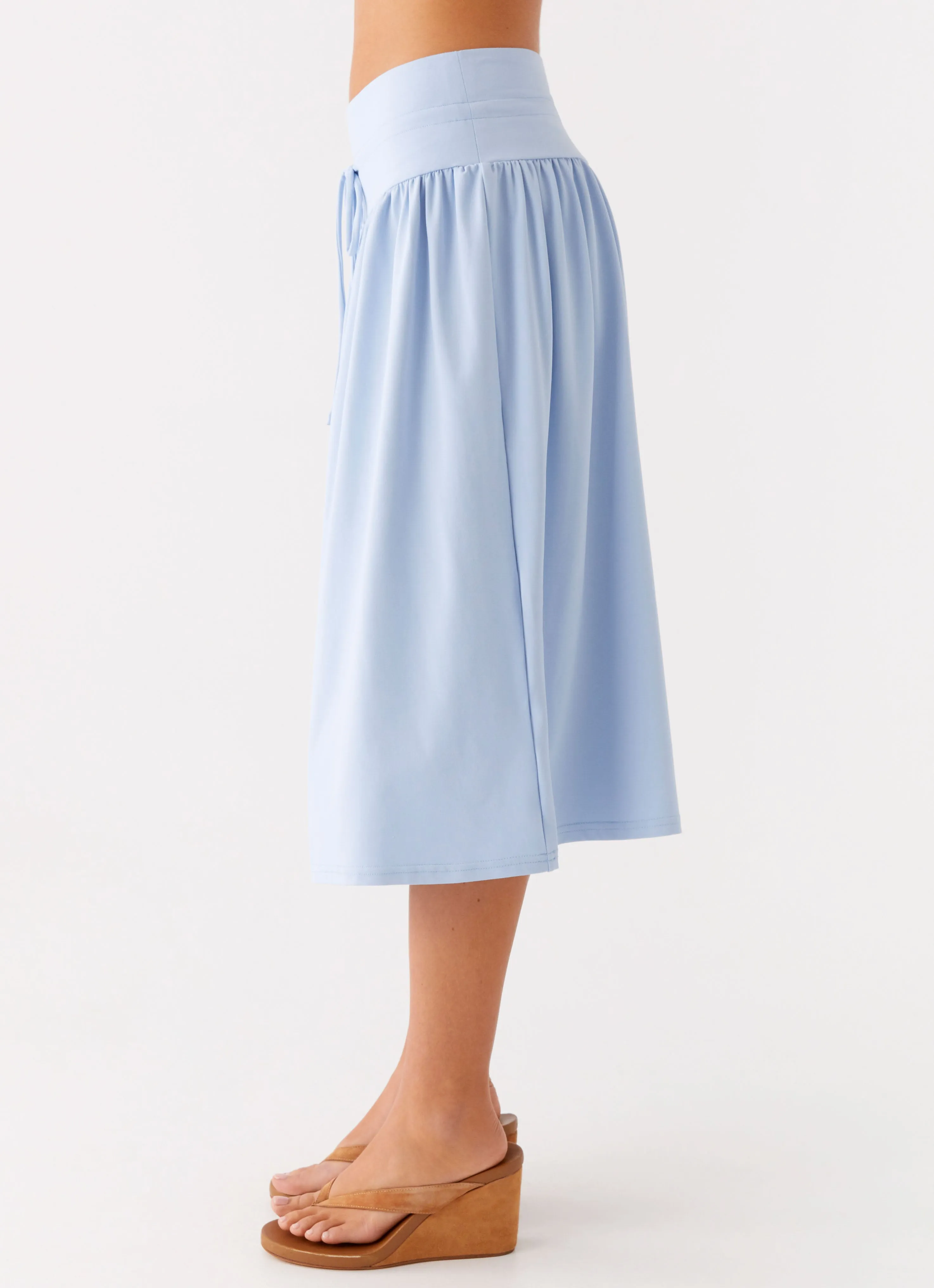 Silver Tides Midi Skirt - Blue Must Have Feature Crisscross Back