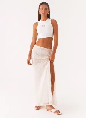 Opal Sequin Maxi Skirt - White Relaxed Look