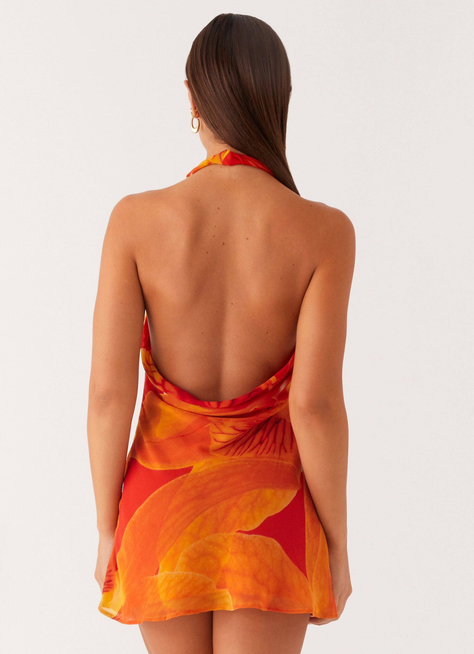 Solar Beam Cowl Mini Dress - Serene Orange Art Spirit