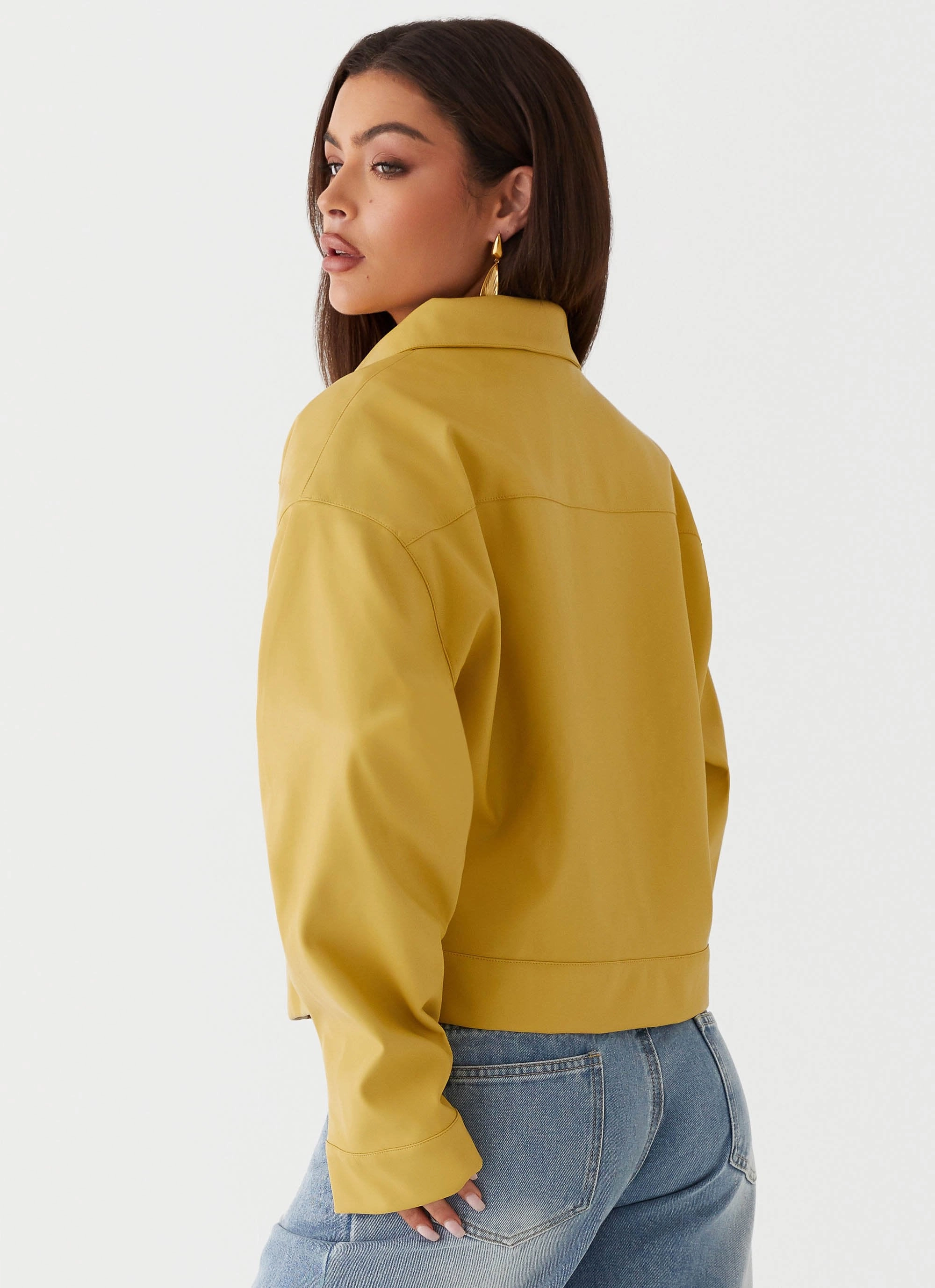 Elara Oversized Jacket - Yellow One Color Magnetic Fastenings