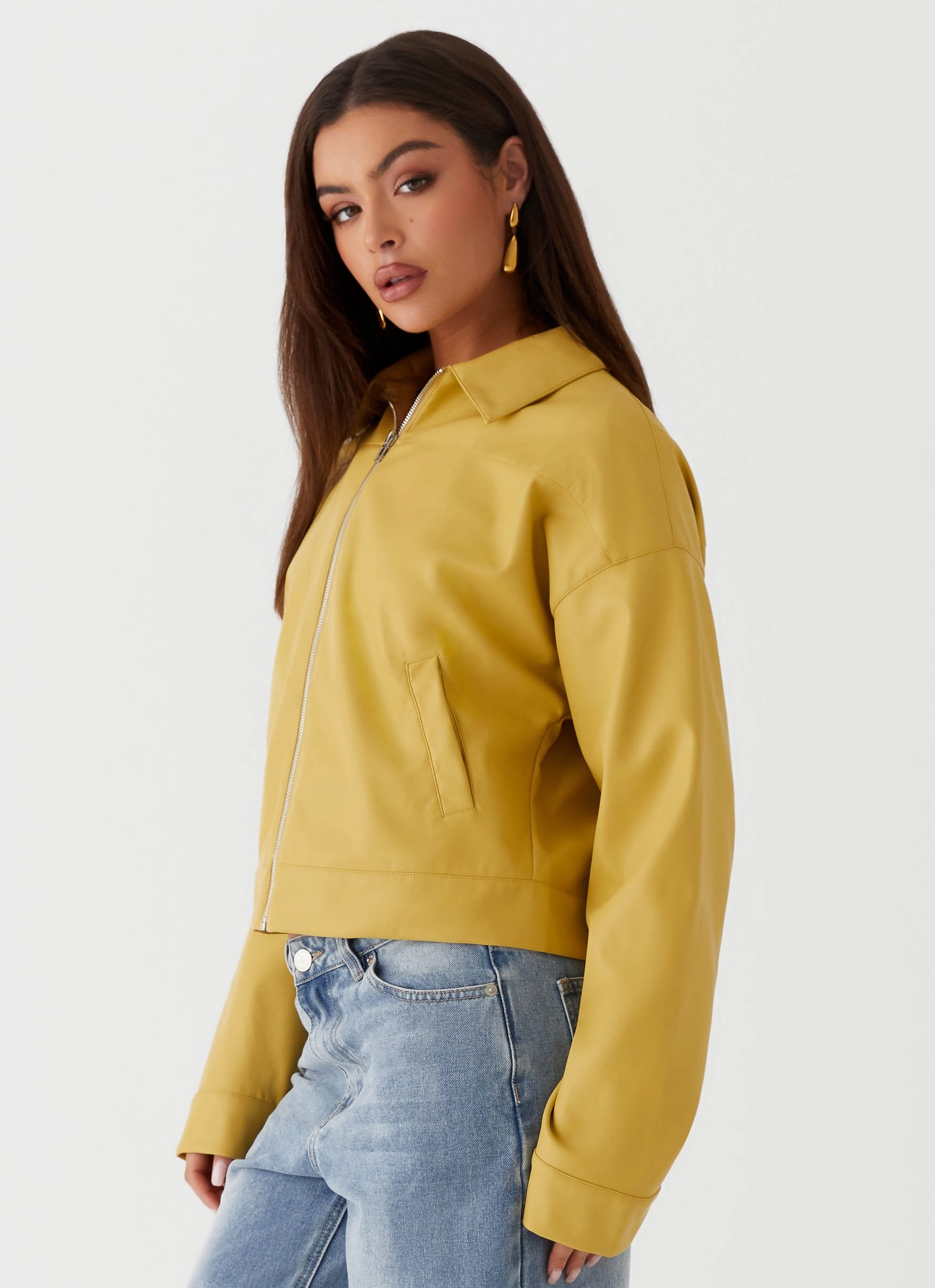 Hooded Attachment Elara Oversized Jacket - Yellow