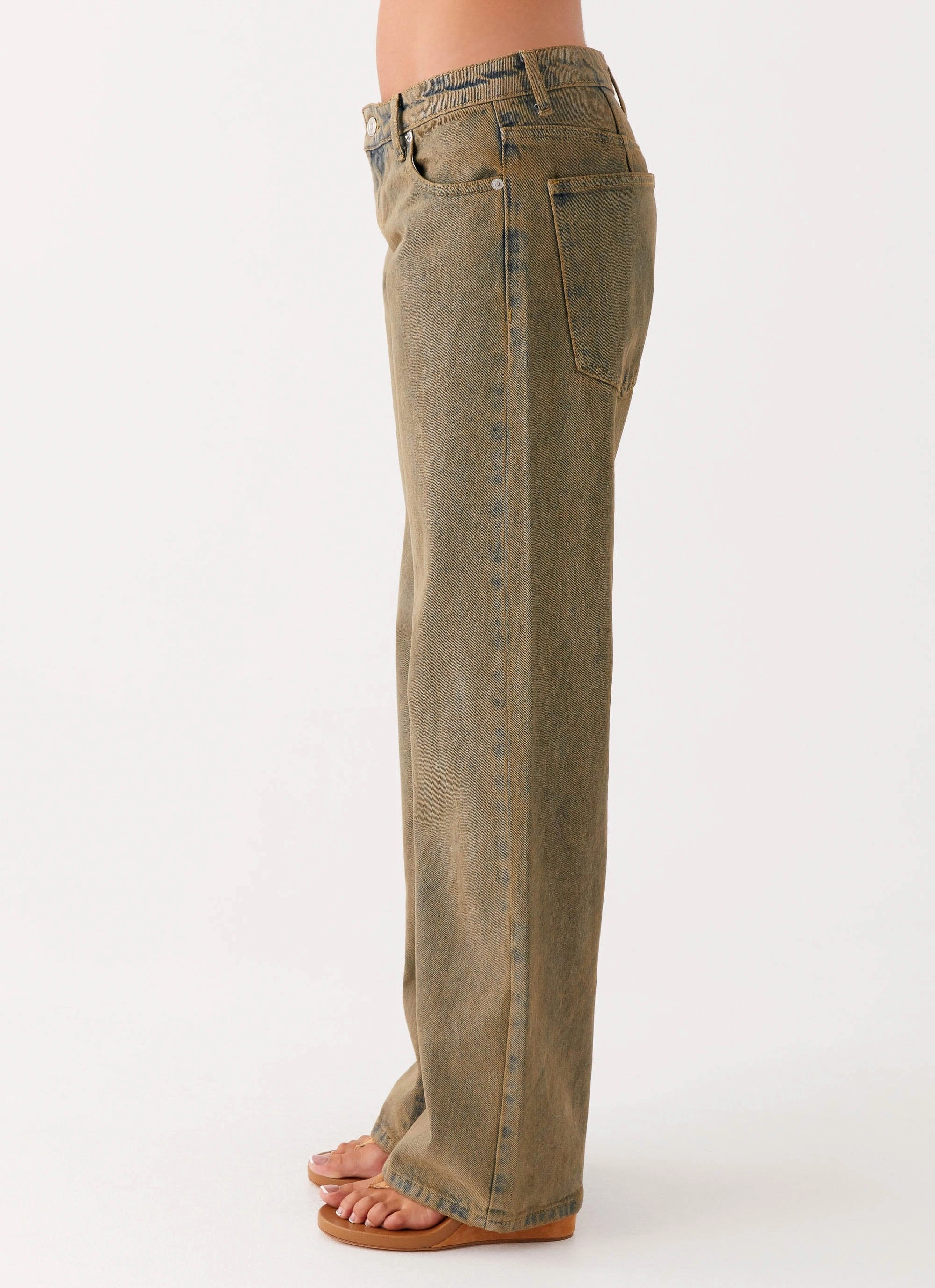 Jaiden Low Rise Denim Jeans - Brown Sand Wash Anti Pilling Textile Layer Ready