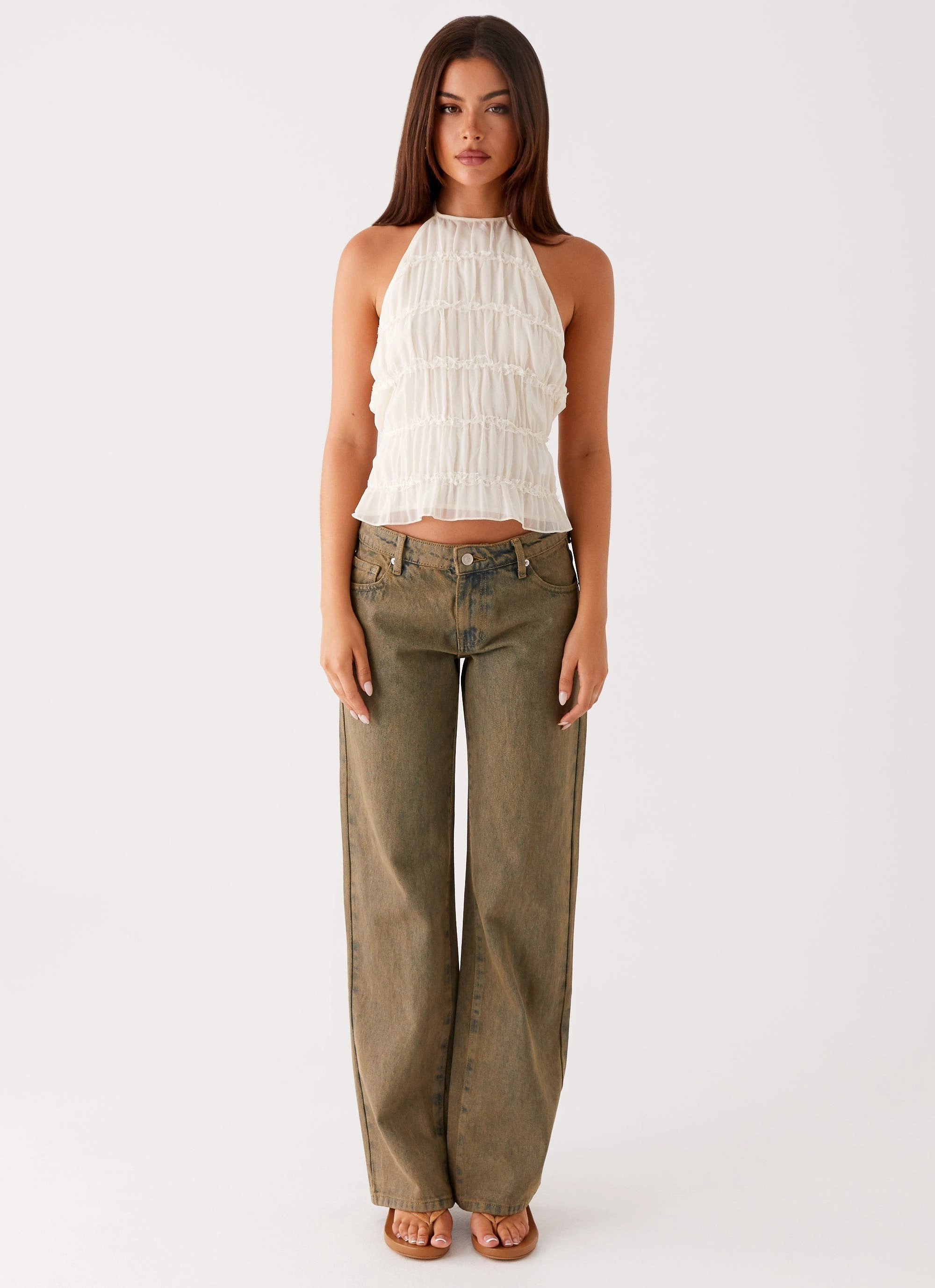 Essential Look Jaiden Low Rise Denim Jeans - Brown Sand Wash