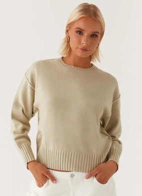 Comfy Essentials Thelma Oversized Knit Sweater - Pastel Green