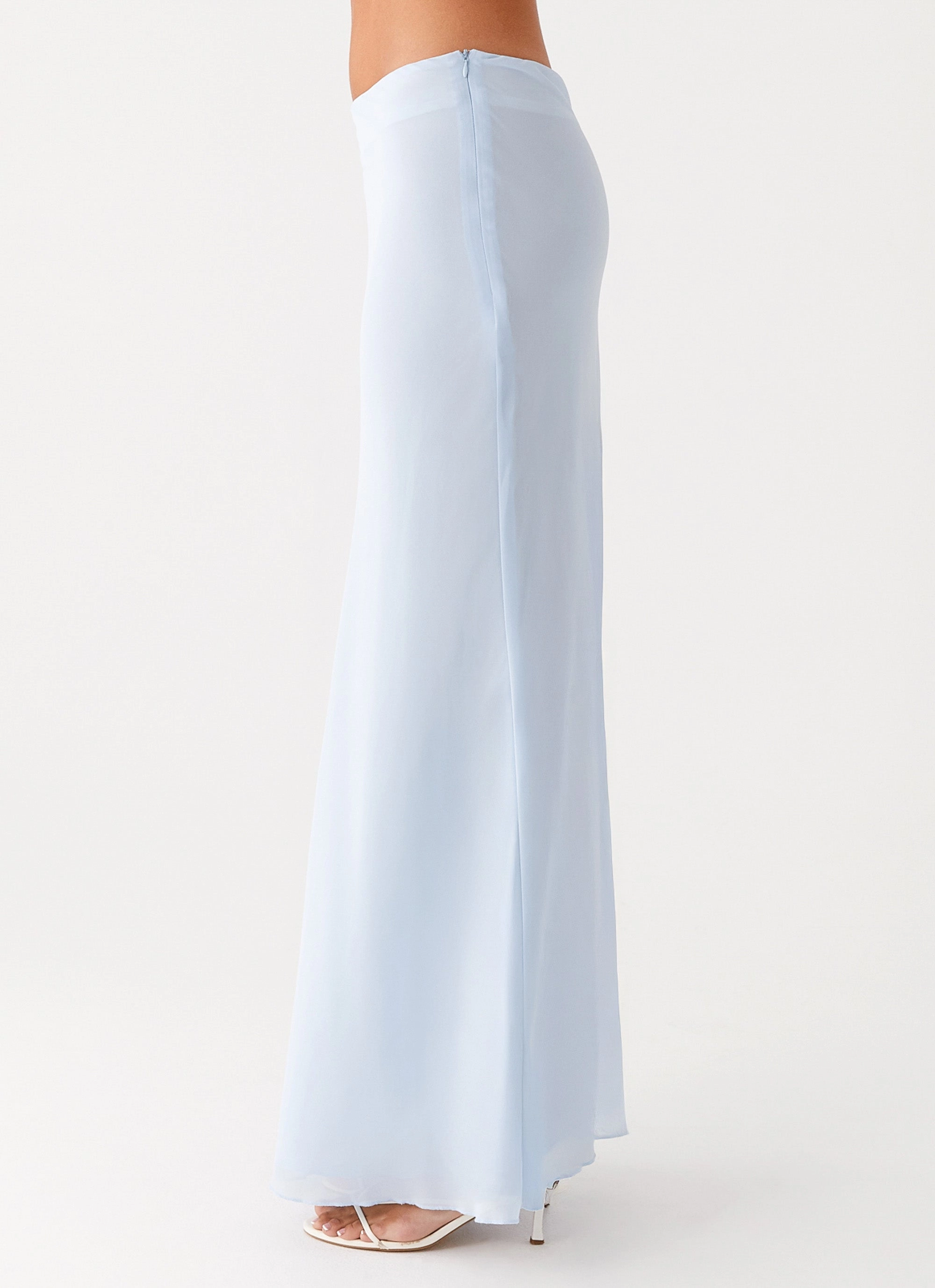 Four Way Stretch LightweightInsulation Michaella Chiffon Maxi Skirt - Blue