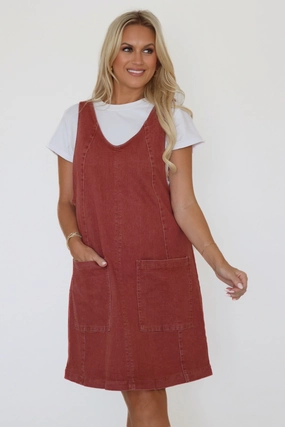 Stretchable Weave First Of Fall Overall Dress First Of Fall Overall Dress Textured Weave