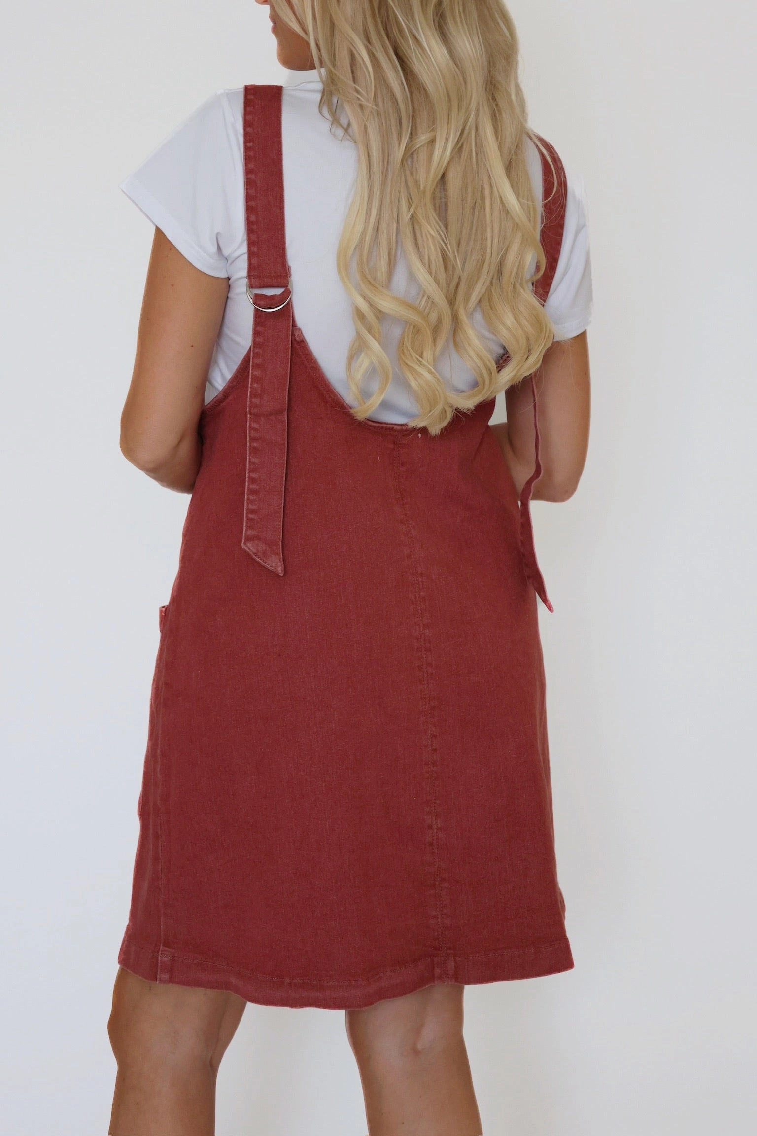 First Of Fall Overall Dress Resilient Fabric Blend Professional Look