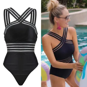 Striped Bandage Monokini Swimwear