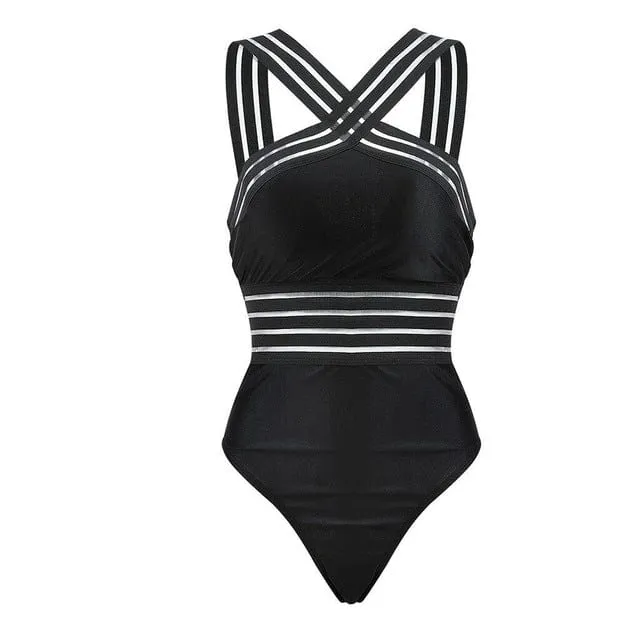 Striped Bandage Monokini Swimwear