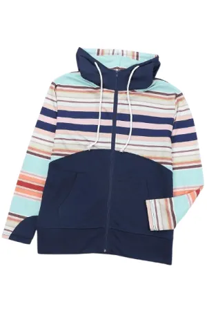 Striped Color Block Zip Up Jacket