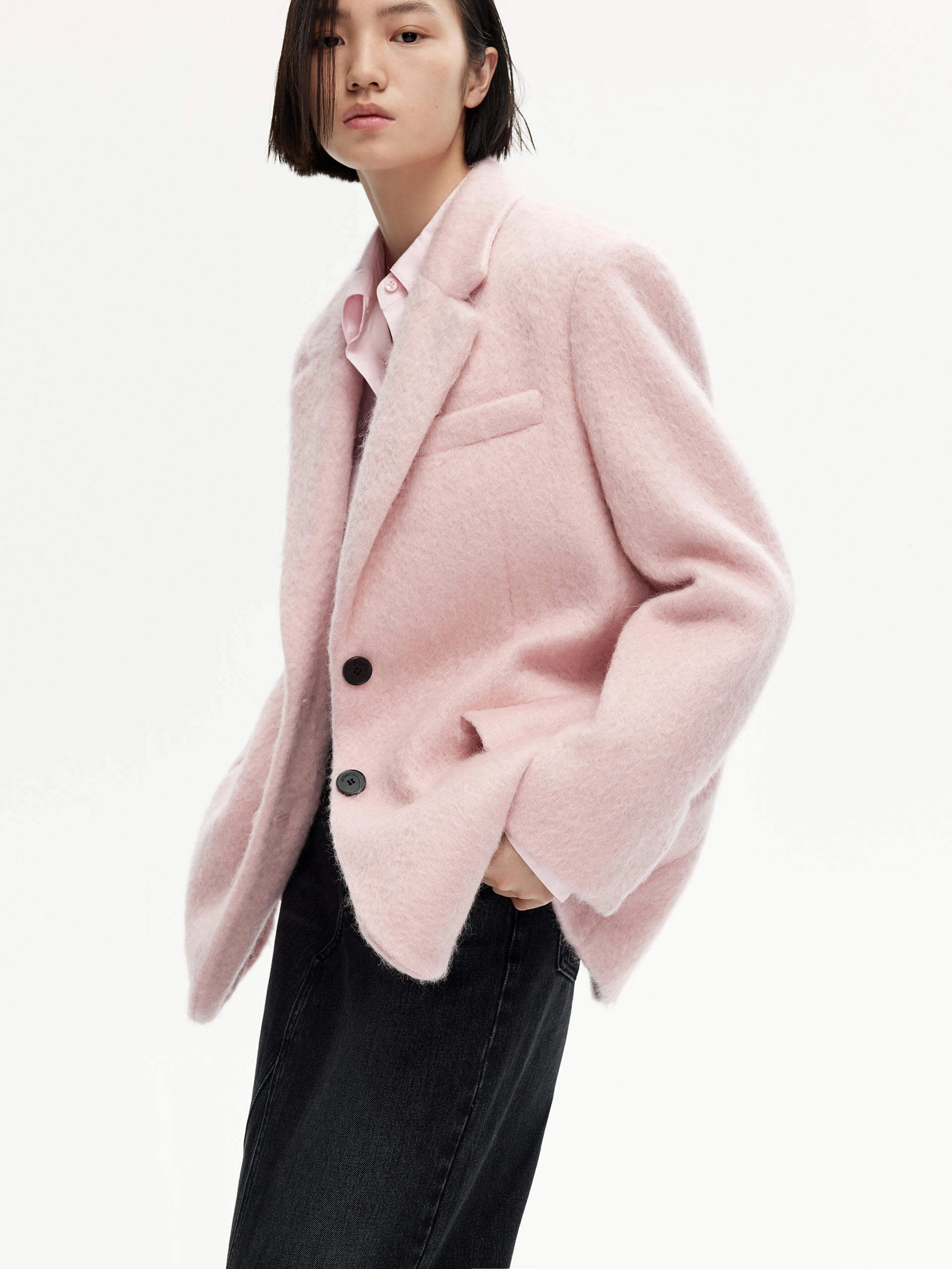 Structured Mohair Brushed Blazer