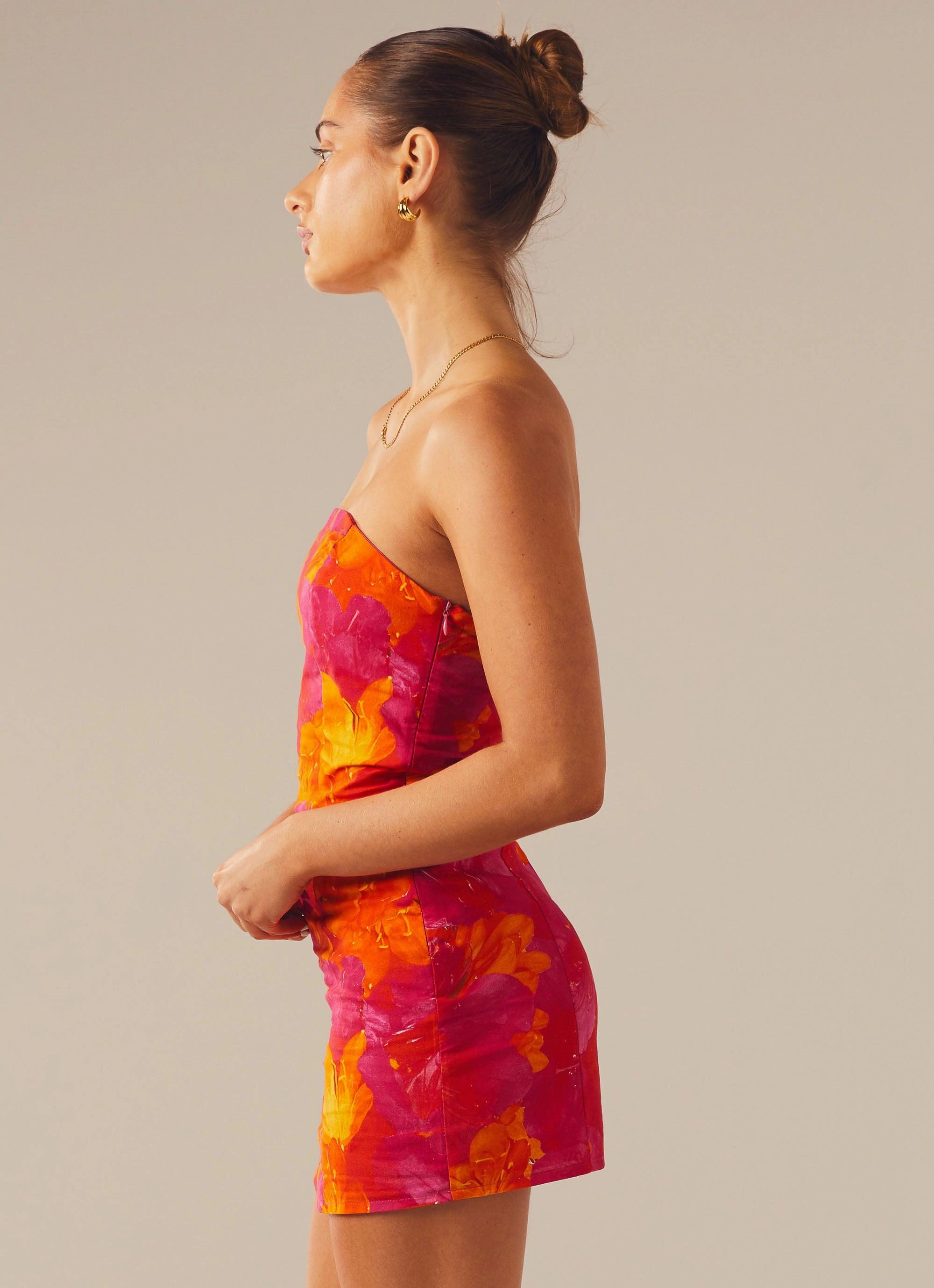 Stuck On You Mini Tube Dress - Floral Sun Silk Flow All-season