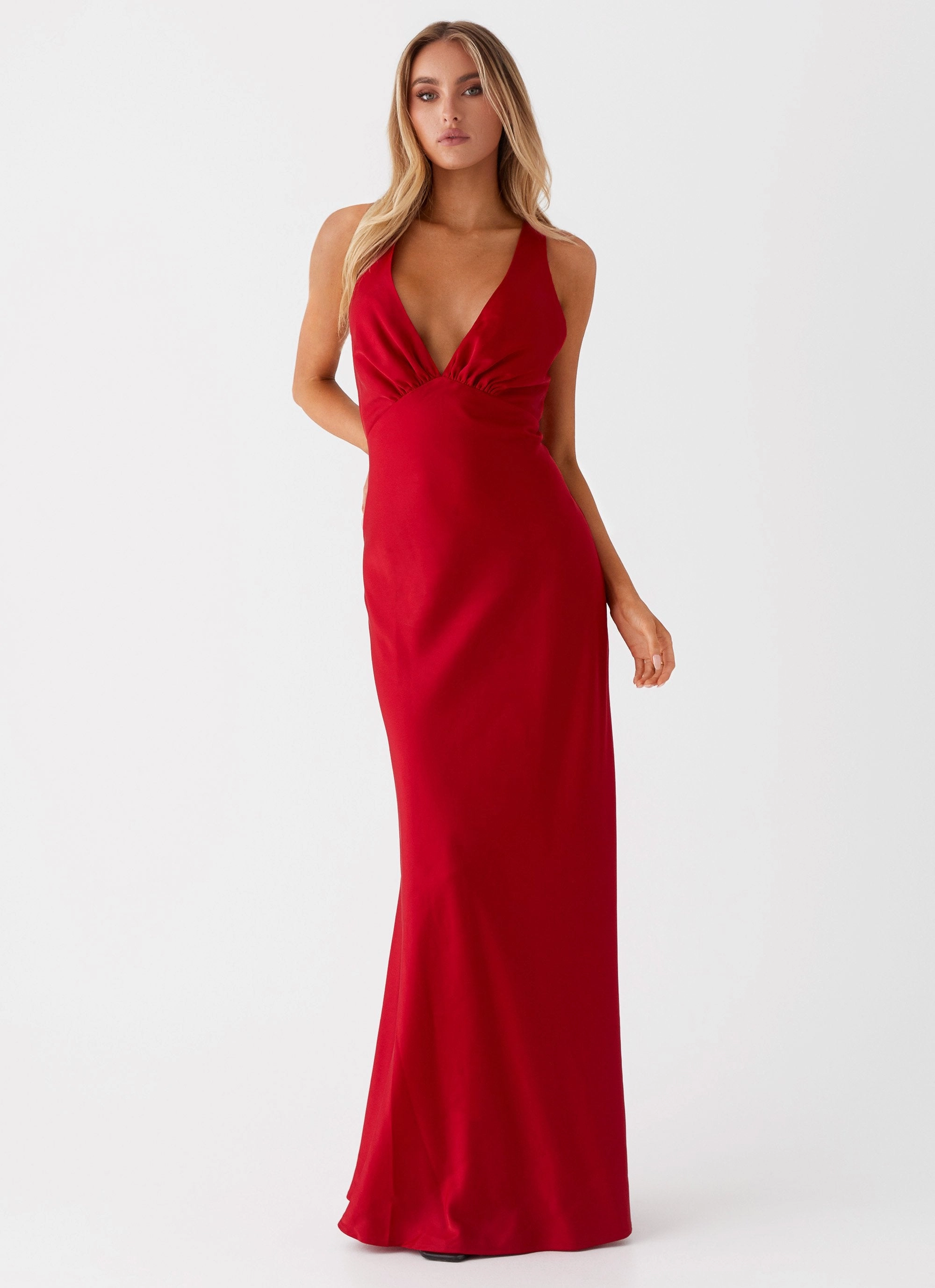 Slyvia Maxi Dress - Red classic waist sweet moment
