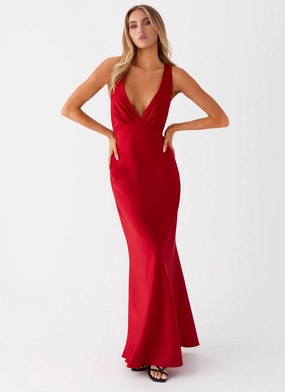 Stunning Colors Slyvia Maxi Dress - Red Dreamy Simplicity Chic Waist Design Slyvia Maxi Dress - Red