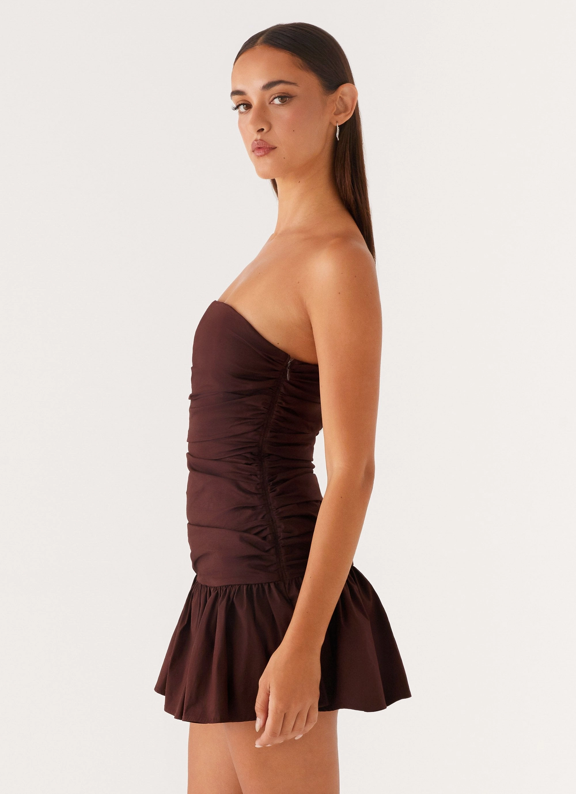 Quiet Glow Carmel Mini Dress - Chocolate