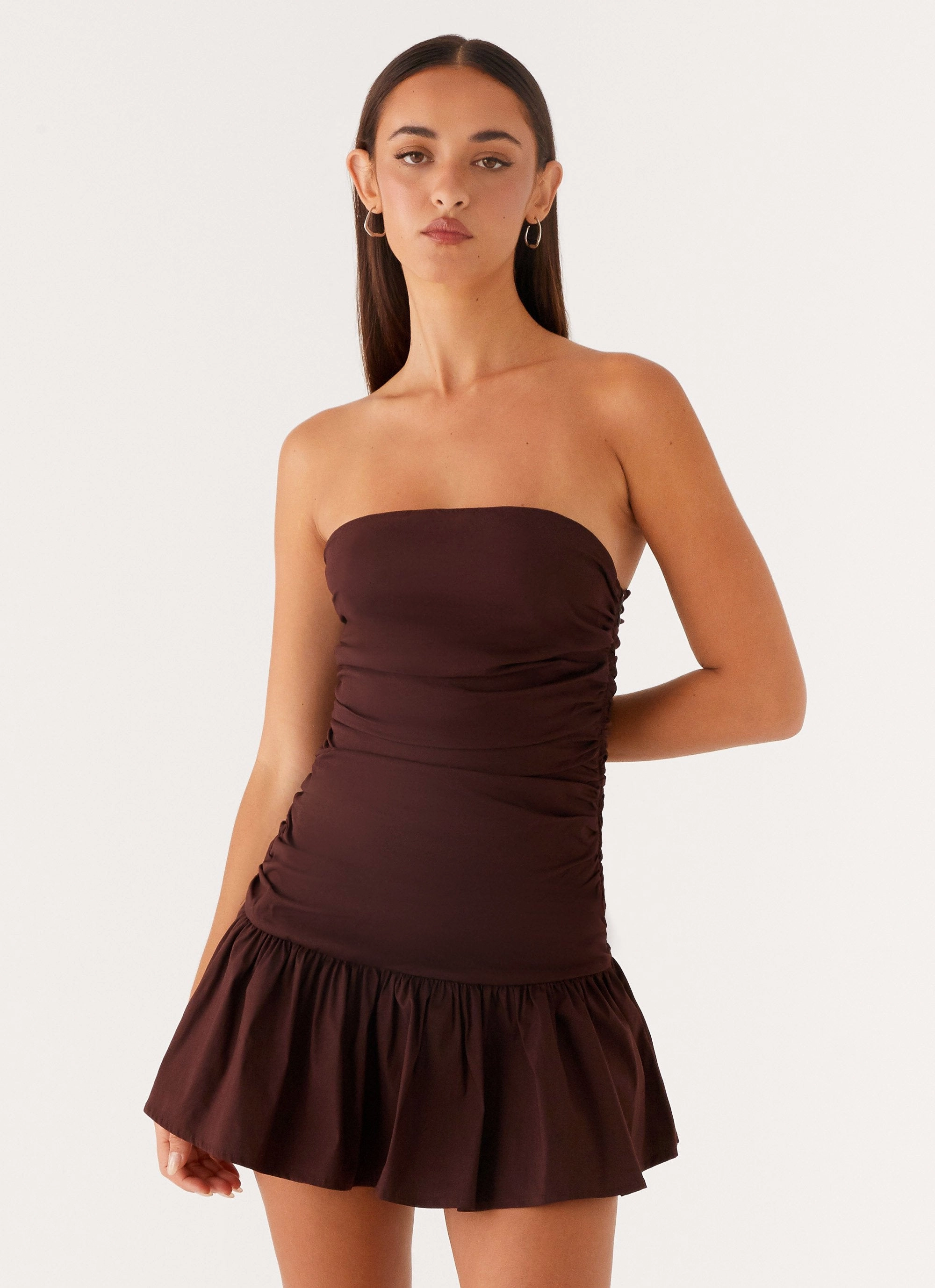 Carmel Mini Dress - Chocolate Chic Comfort Look