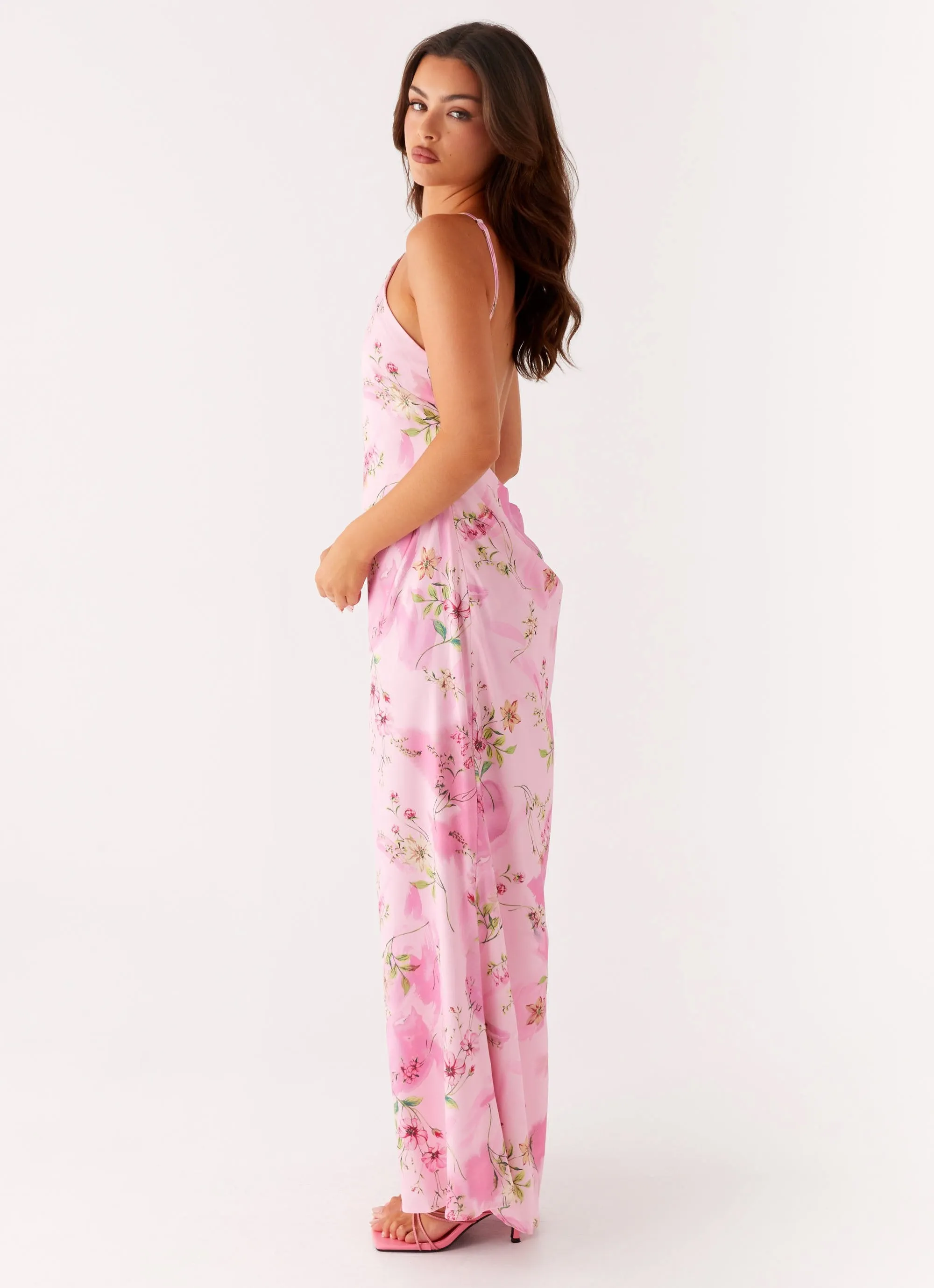 Pascal Maxi Dress - Pink Floral Print Rooftop Bar Corporate Wear