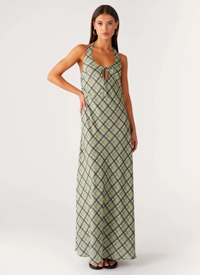 Coralie Maxi Dress - Cedar Check Comfy Design Wedding guest