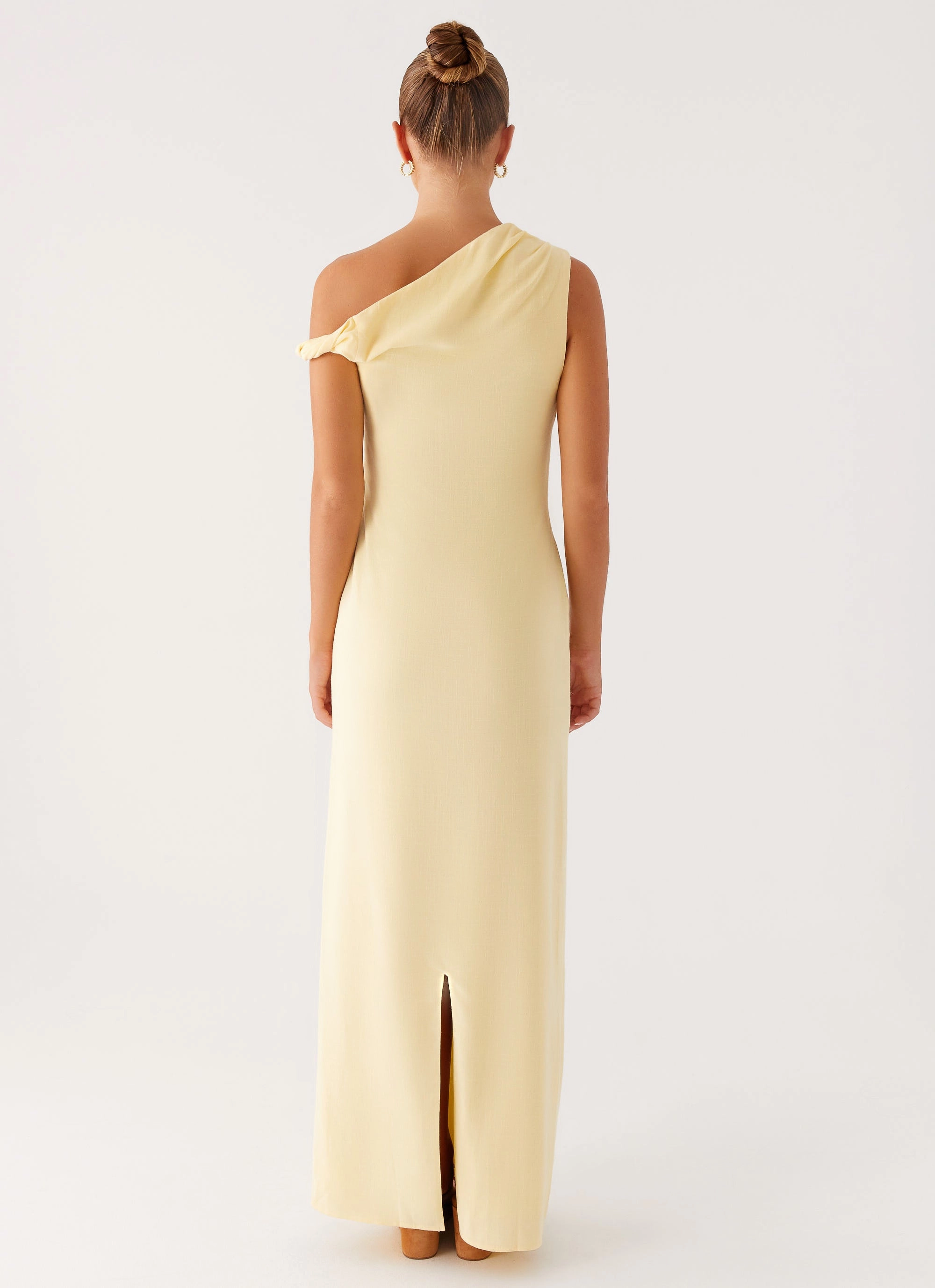 Lightweight-Lining Bold Color Mckenna Maxi Dress - Yellow