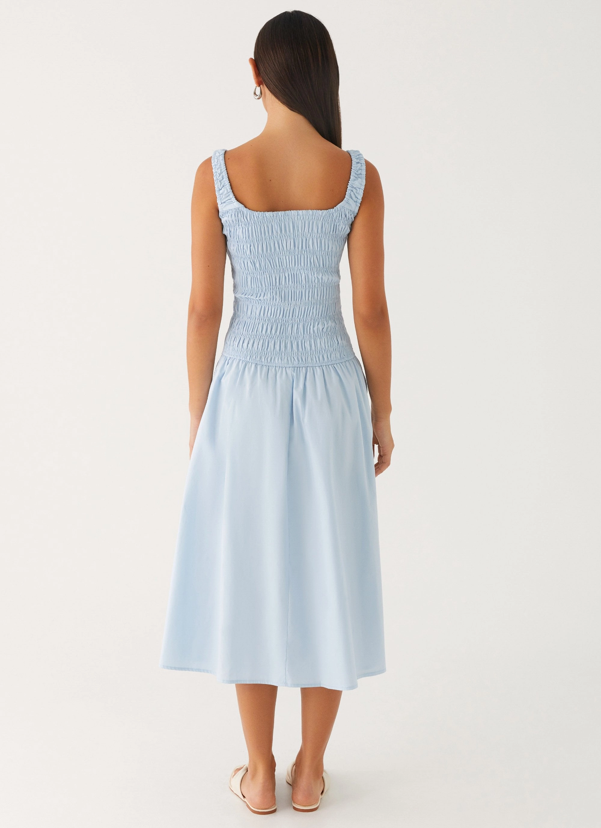 Wildflower Midi Dress - Blue Draped Silhouette
