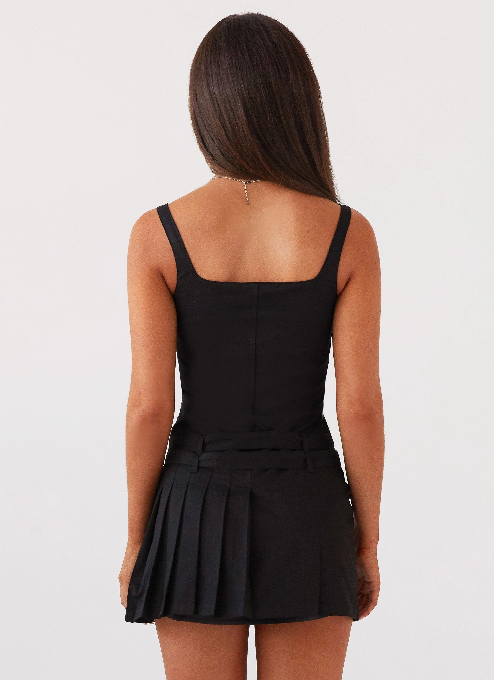 Lynette Buckle Mini Dress - Black Playful-Detail Balanced Tone