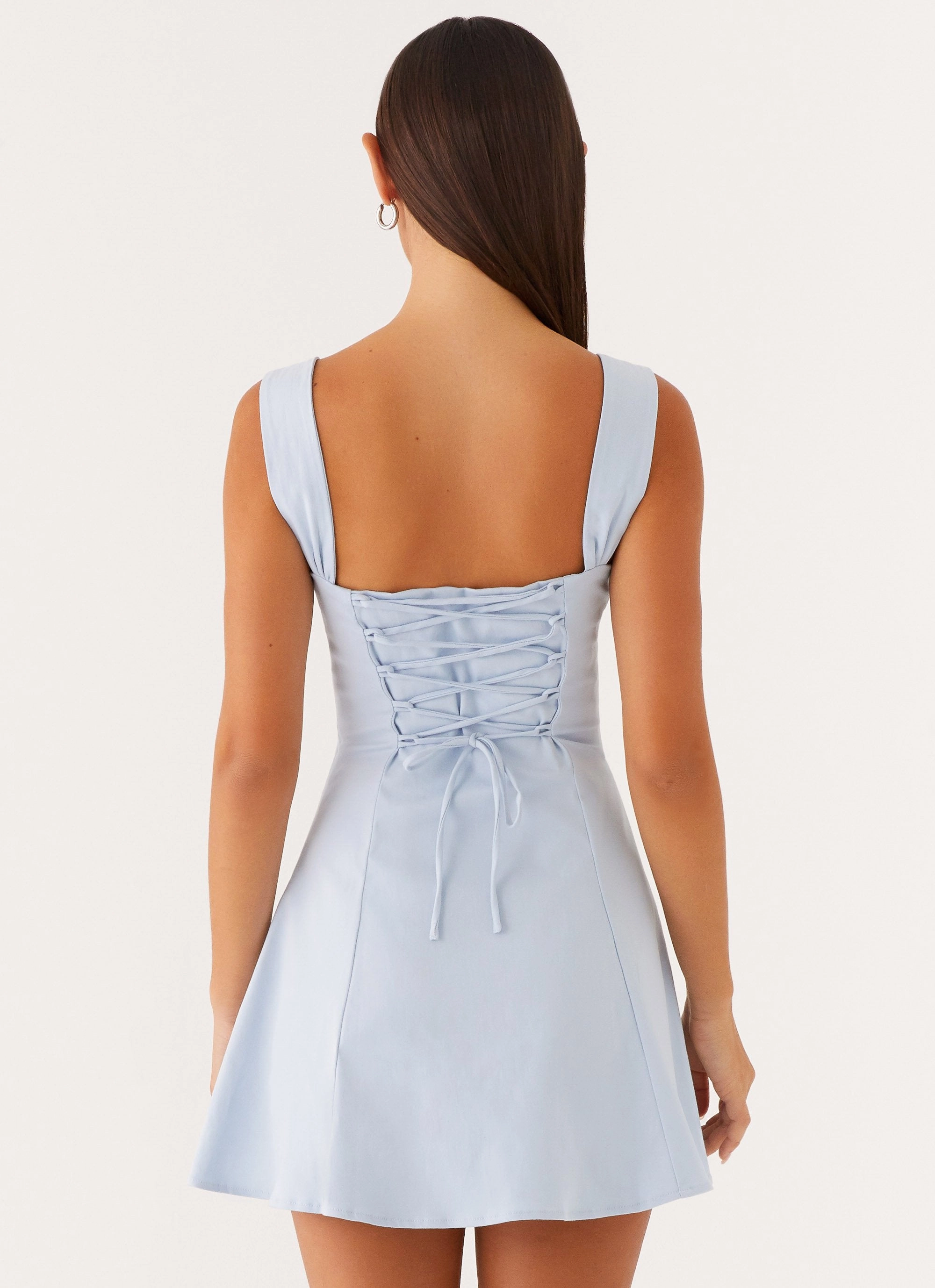 Cap-Sleeve Jamaya Tie Mini Dress - Blue