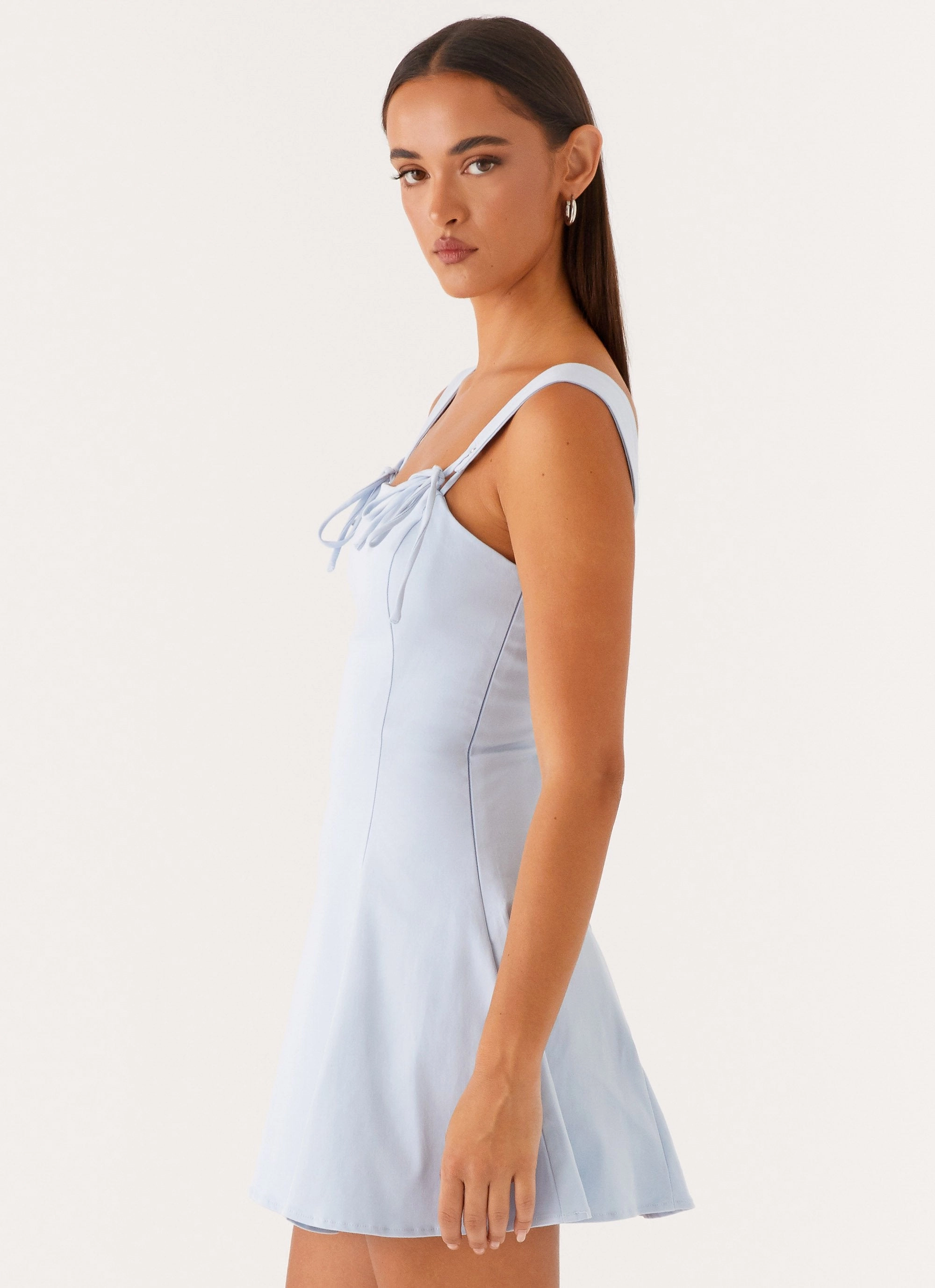 Jamaya Tie Mini Dress - Blue Light Silhouette Natural Style