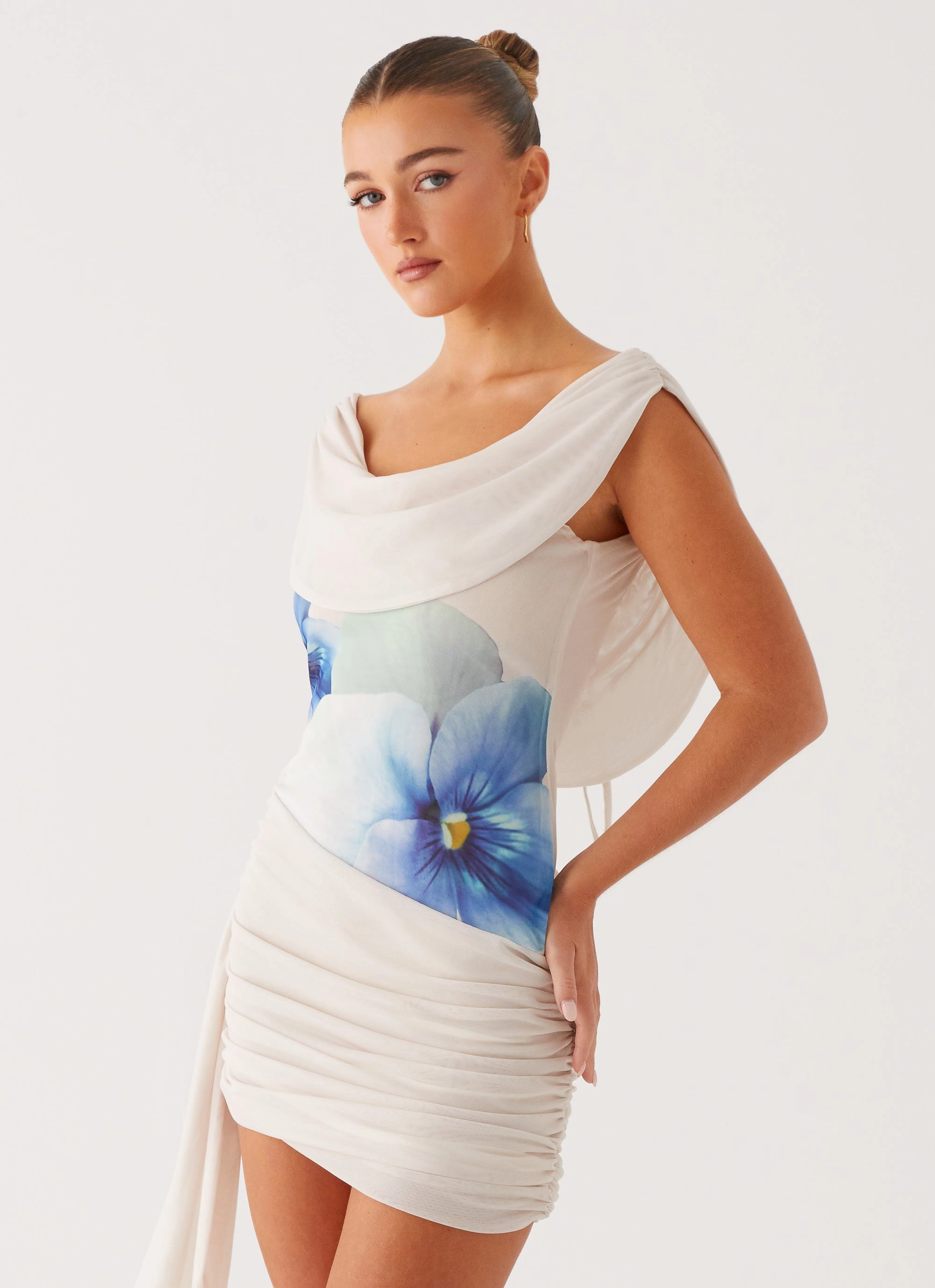 Good Fortune Mini Dress - Ivory Simple Form Retro Detail