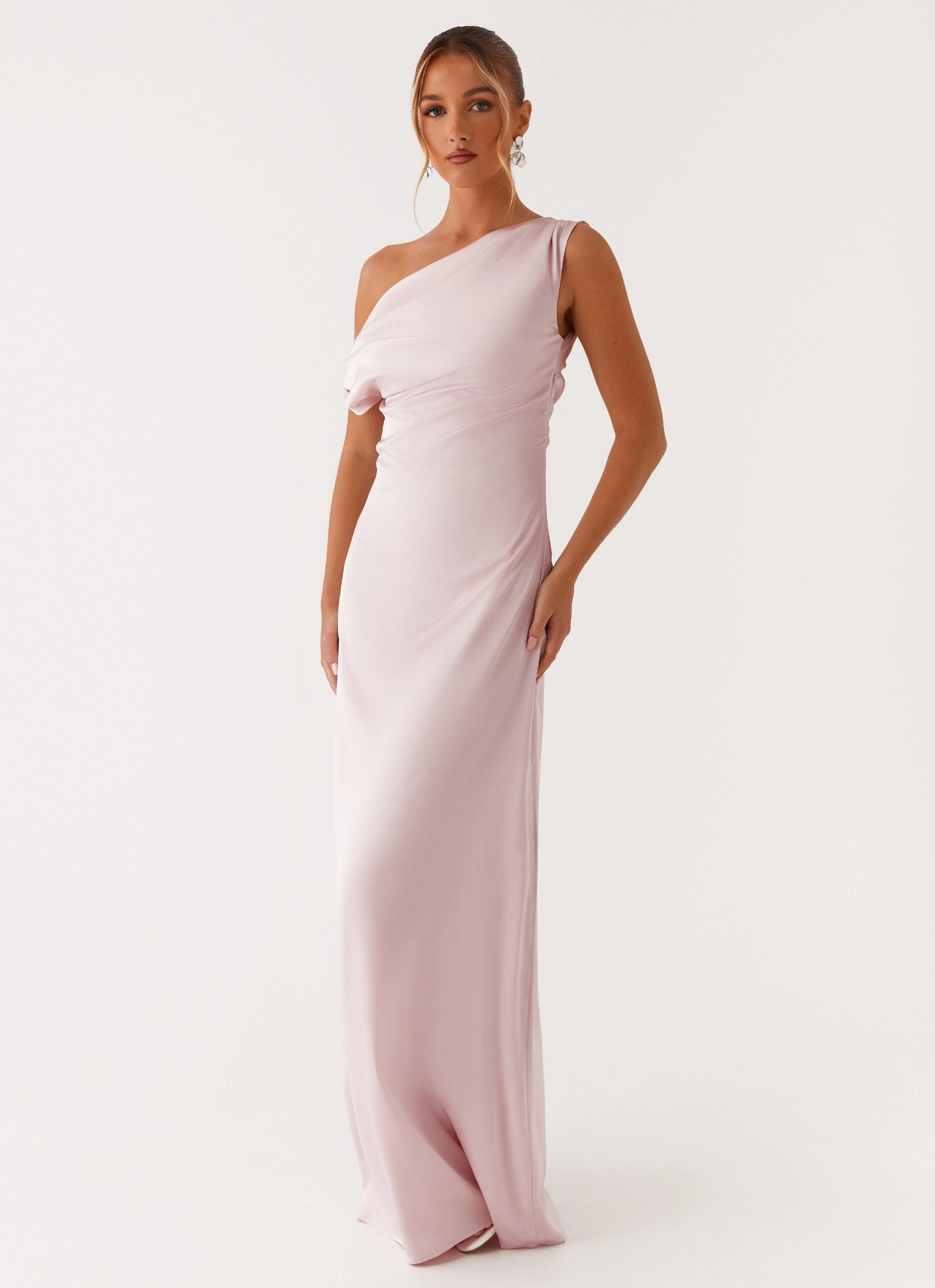 Water-resistant Versatile Comfort Heart Of Glass Satin Maxi Dress - Pink