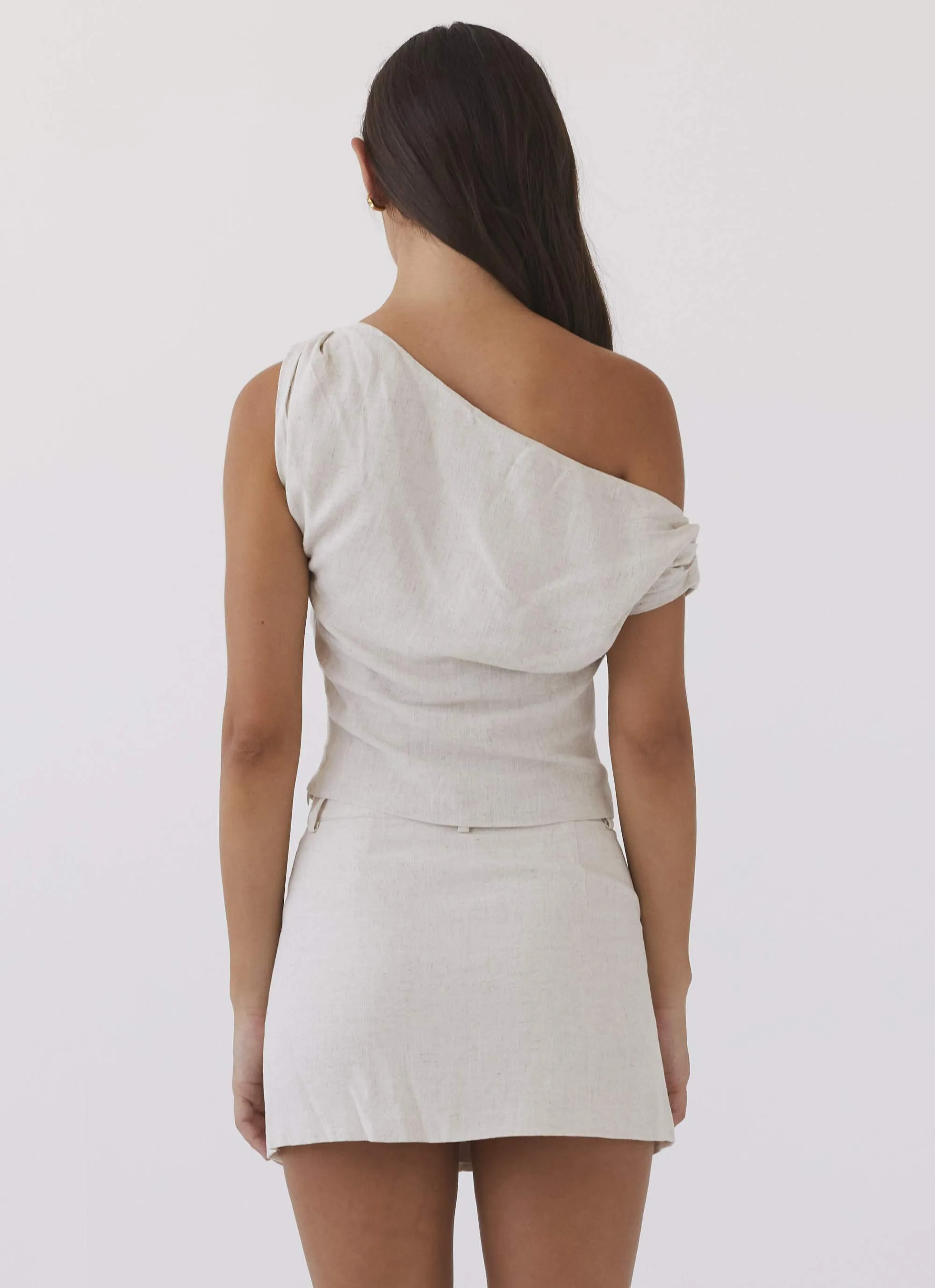 Marissa Linen Mini Skirt - Oatmeal Fashion Combo