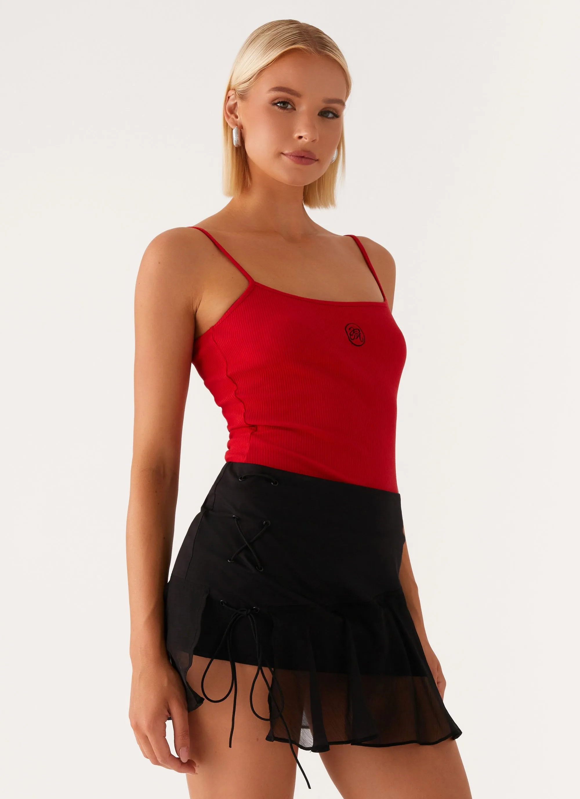 Travel Influence Siobhan Tie Side Mini Skirt - Black