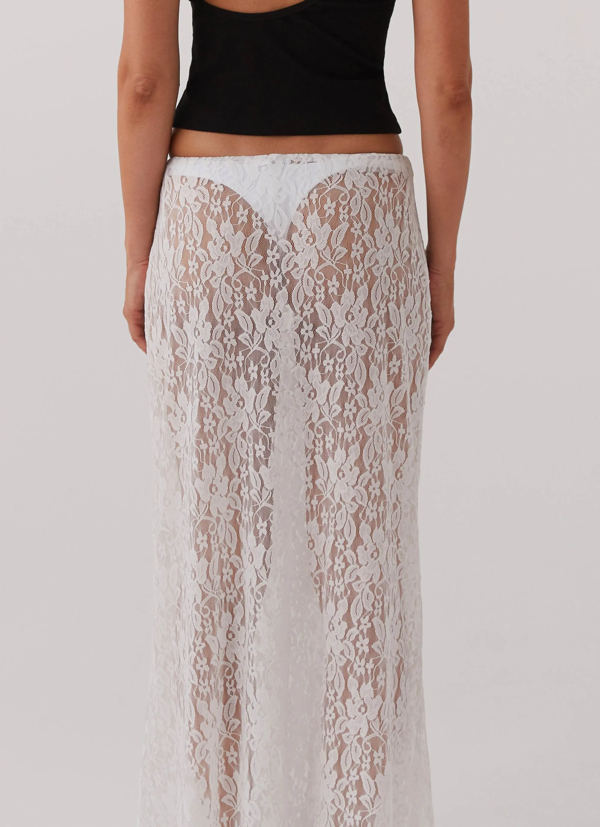 Neutrals Only Non Irritating Edges Sugar Sweet Lace Maxi Skirt - White