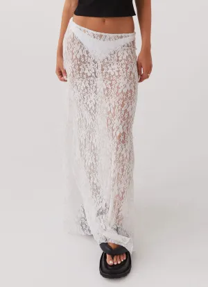 Sugar Sweet Lace Maxi Skirt - White Simple Flow Sophisticated Casual