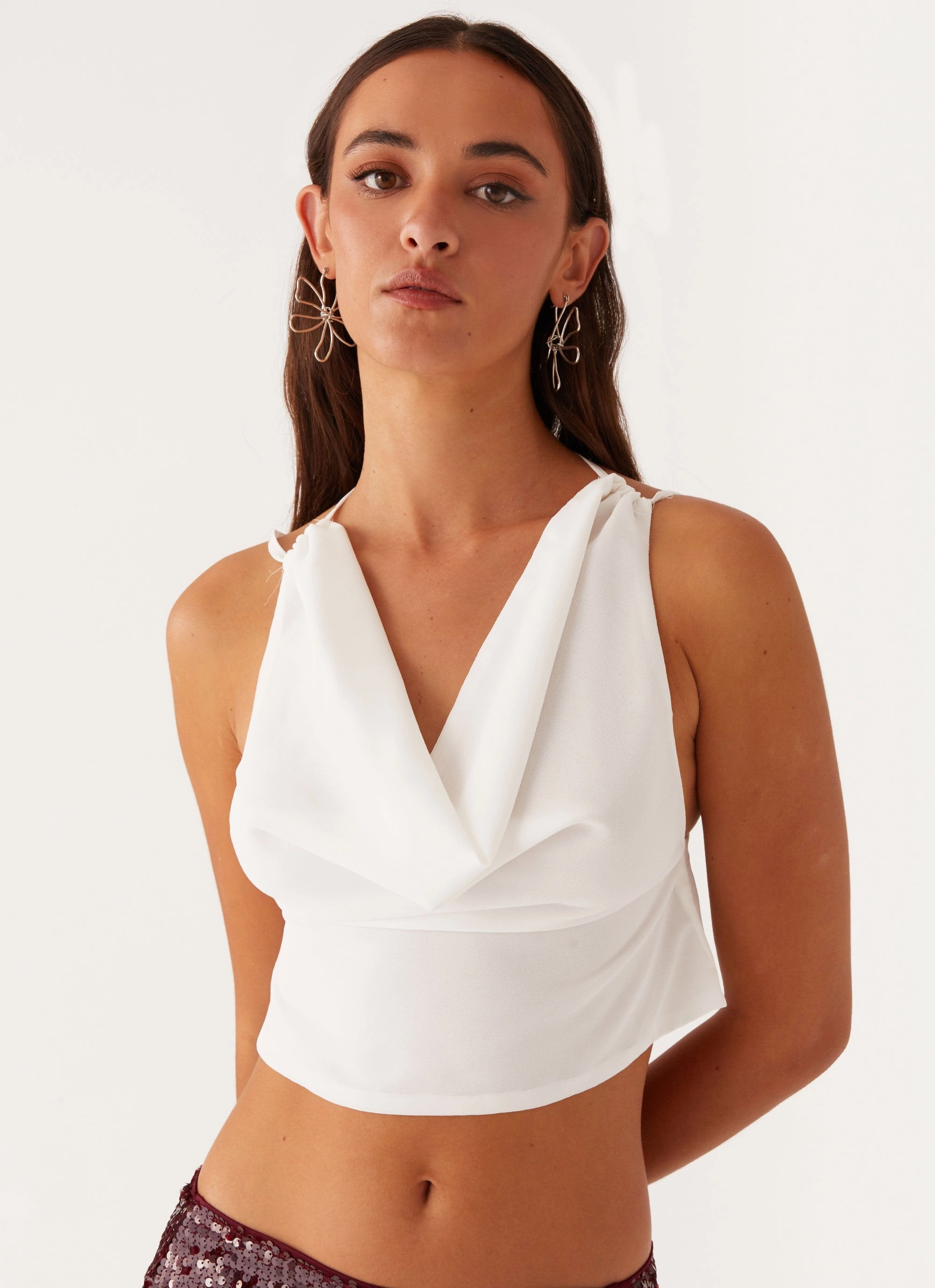 Suki Halter Top - White SnagFreeKnit
